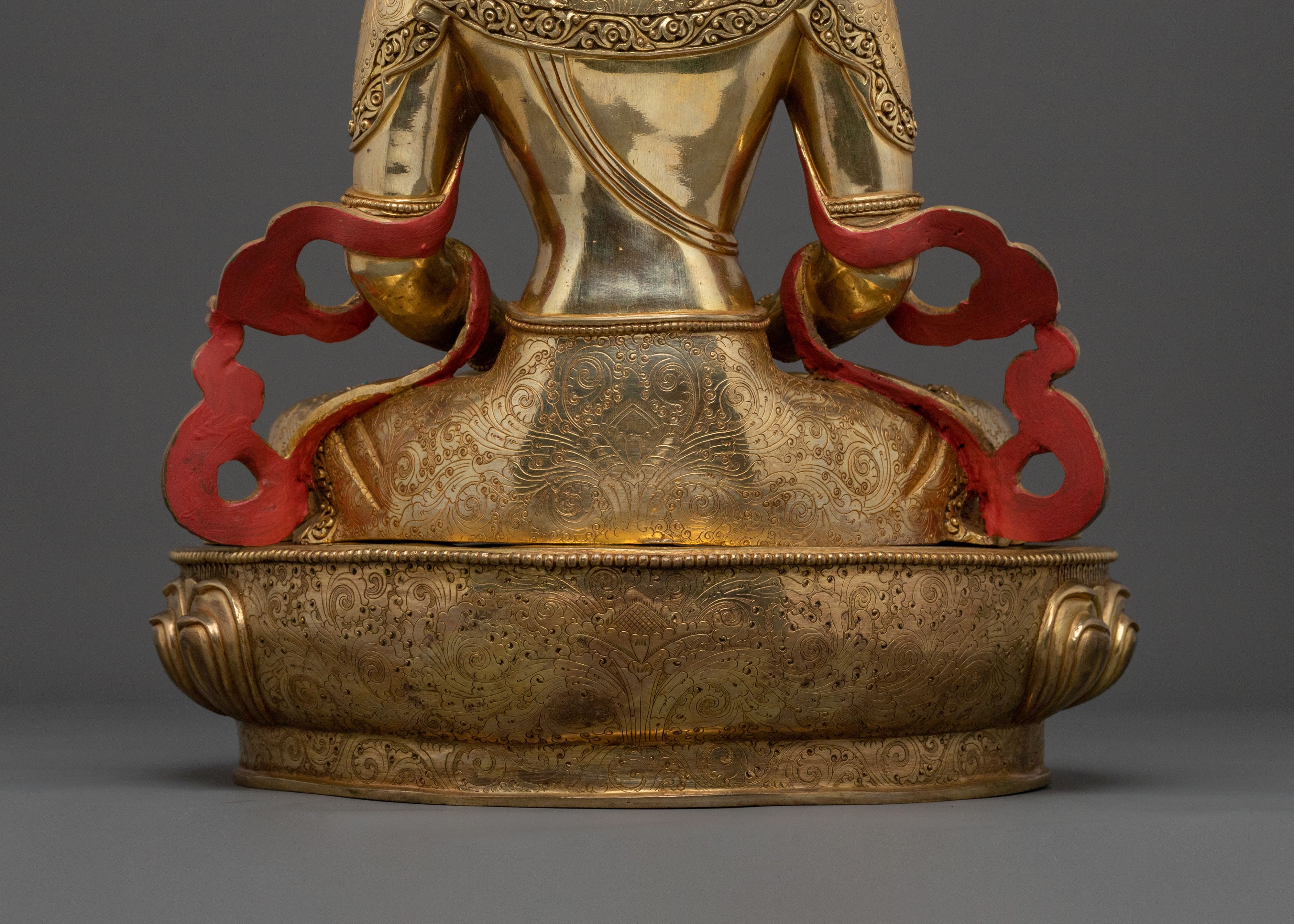 Tibetan Amitayus Traditional Sculpture in 24K Gold