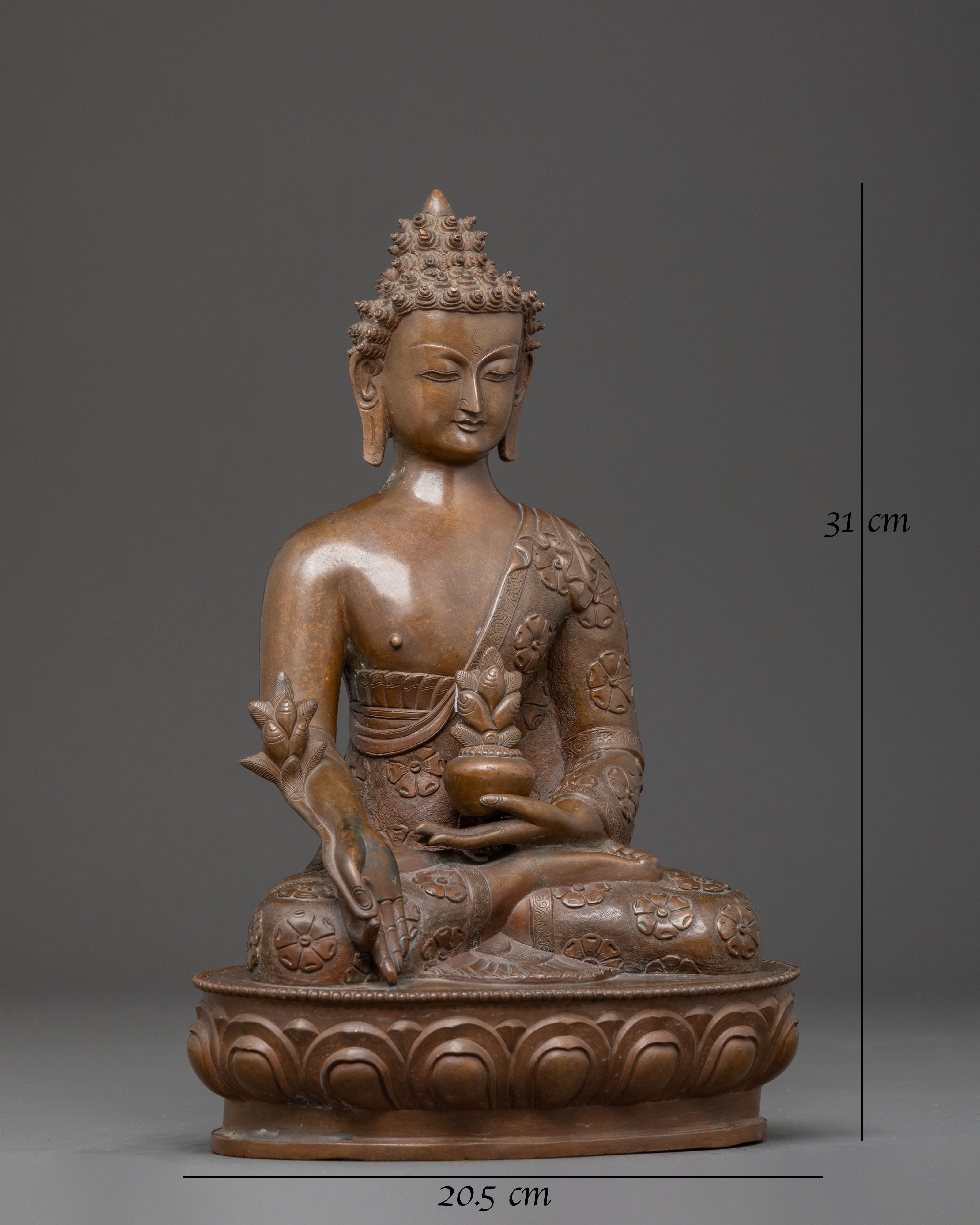 Handcrafted Medicine Buddha Oxidized Statue | Spiritual Decor