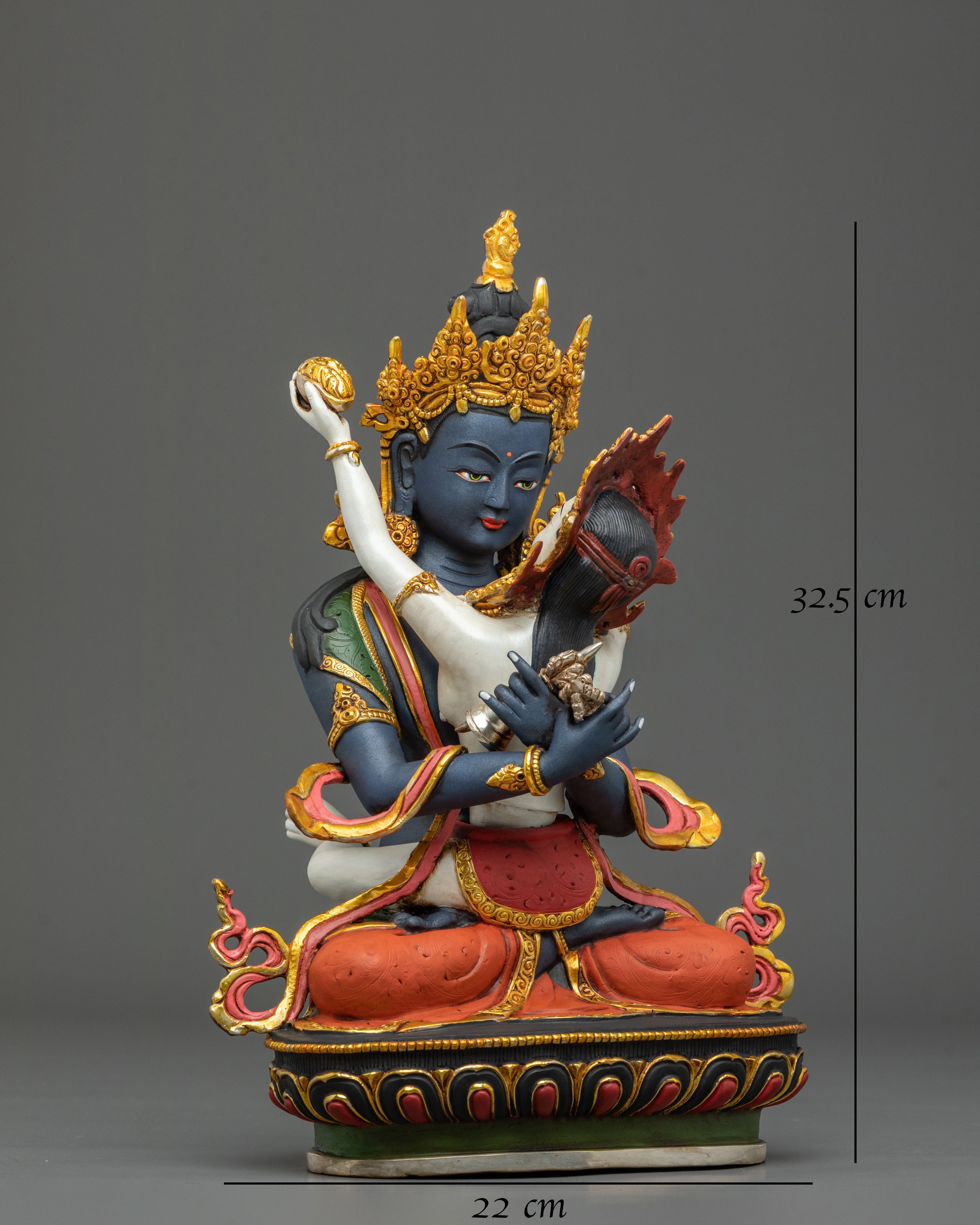 Vajradhara Statue with Consort | Gold & Acrylic Painted Figurine