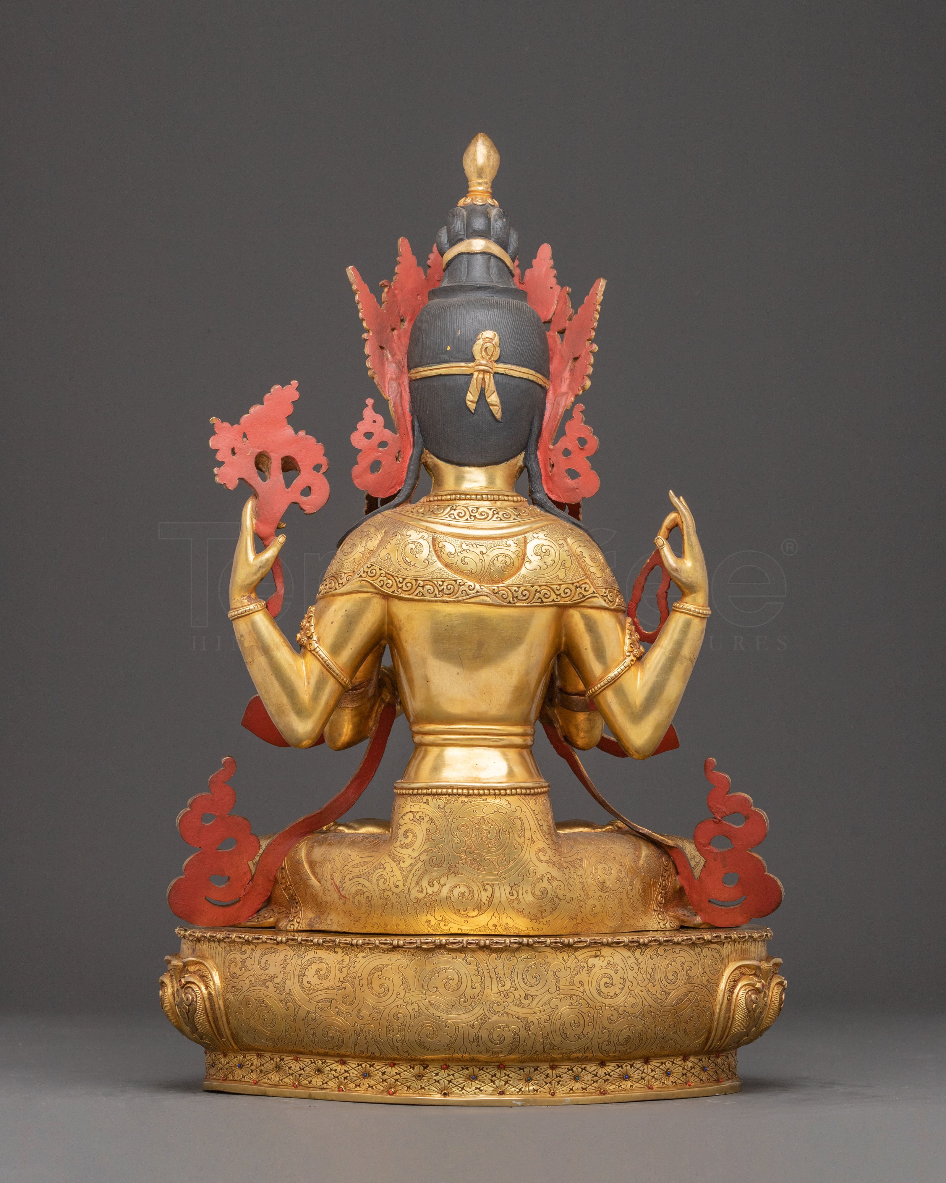 Golden Avalokiteshvara Bodhisattva Statue | Compassion Deity