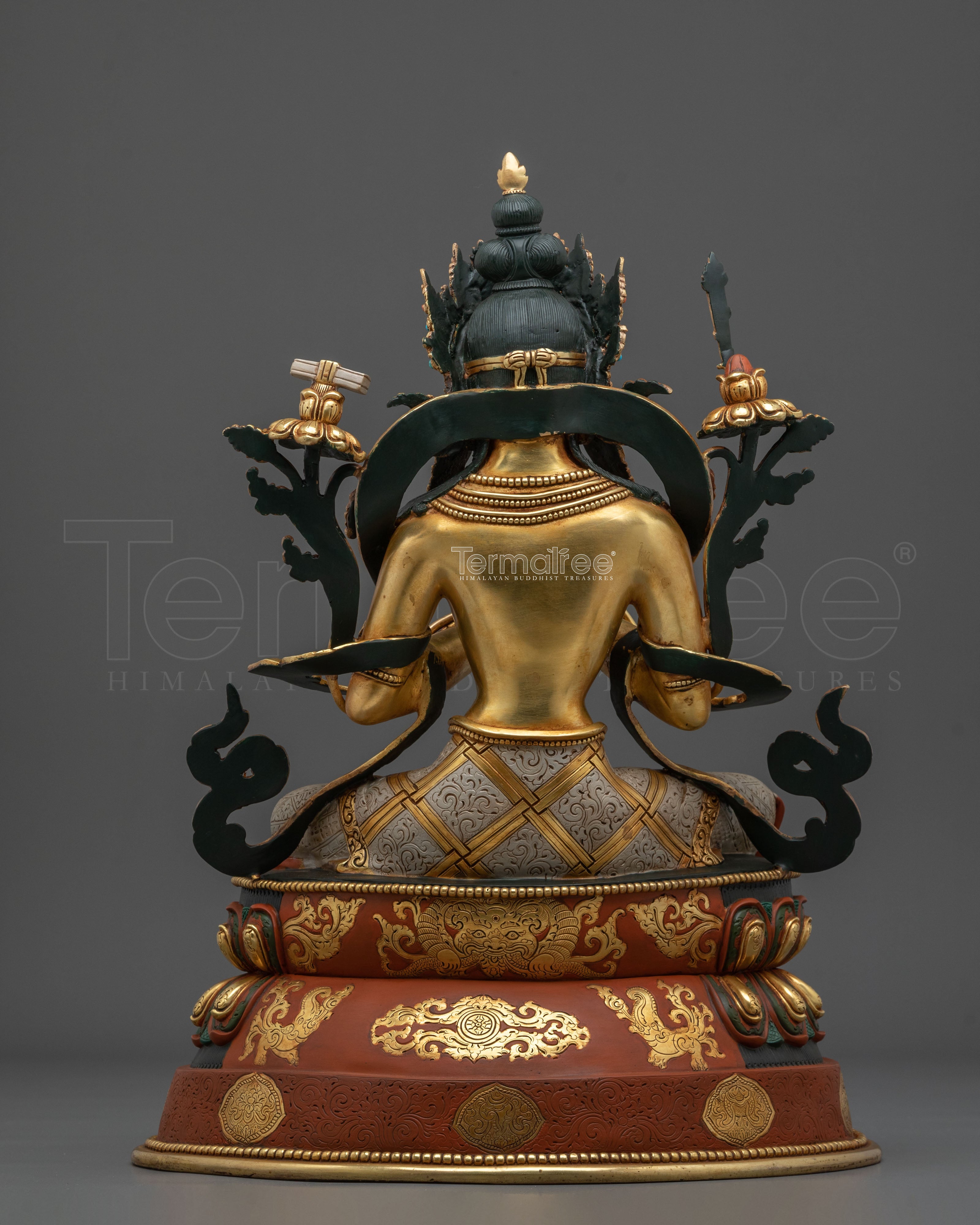 Tikshna Manjushri Meditation Statue | 24K Gold Gilded Copper Sculpture