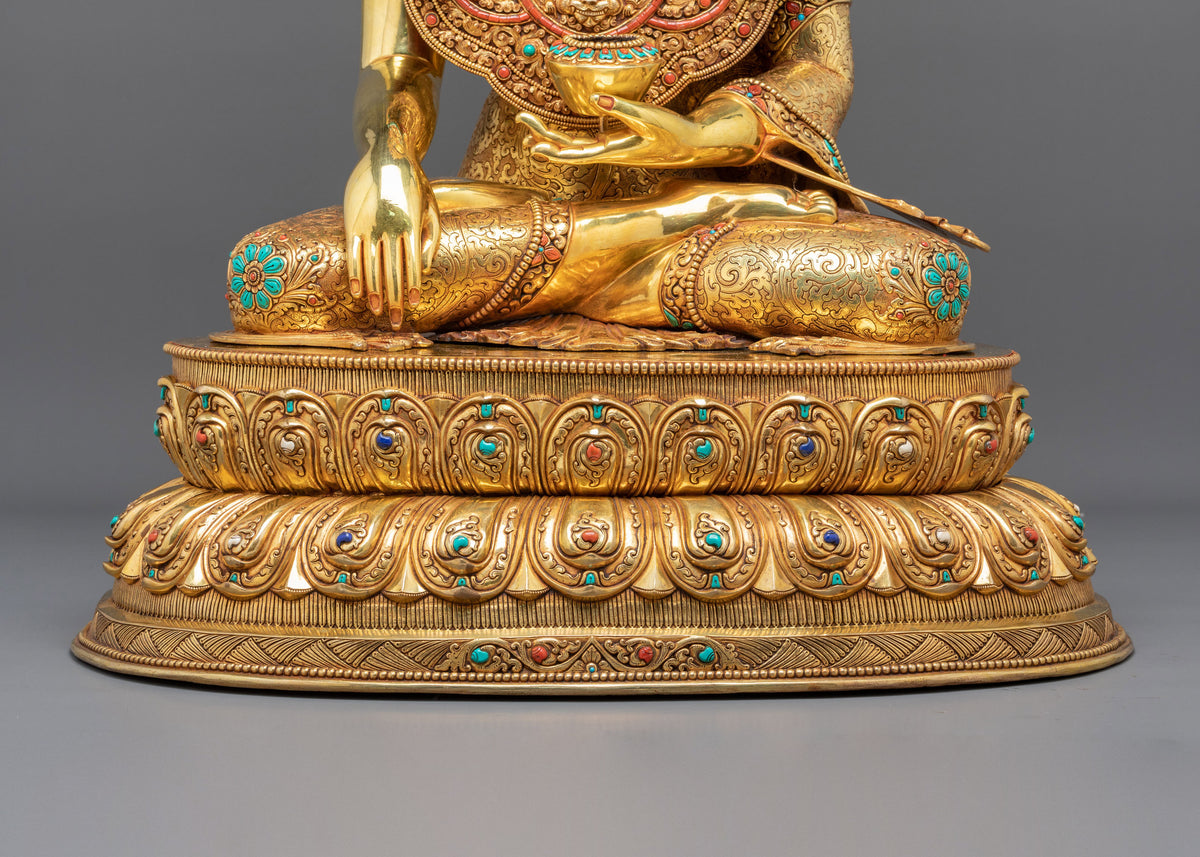 Crown Shakyamuni Buddha Figurine | 24K Gold-Gilded Buddha Statue