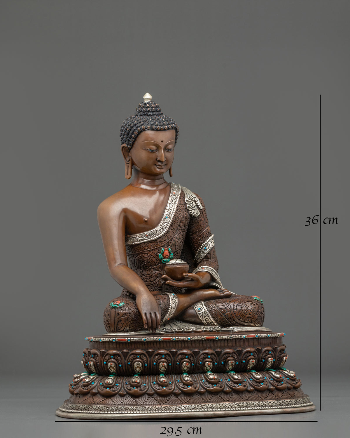 Shakyamuni Buddha Statue | Oxidized Copper Buddhist Figurine