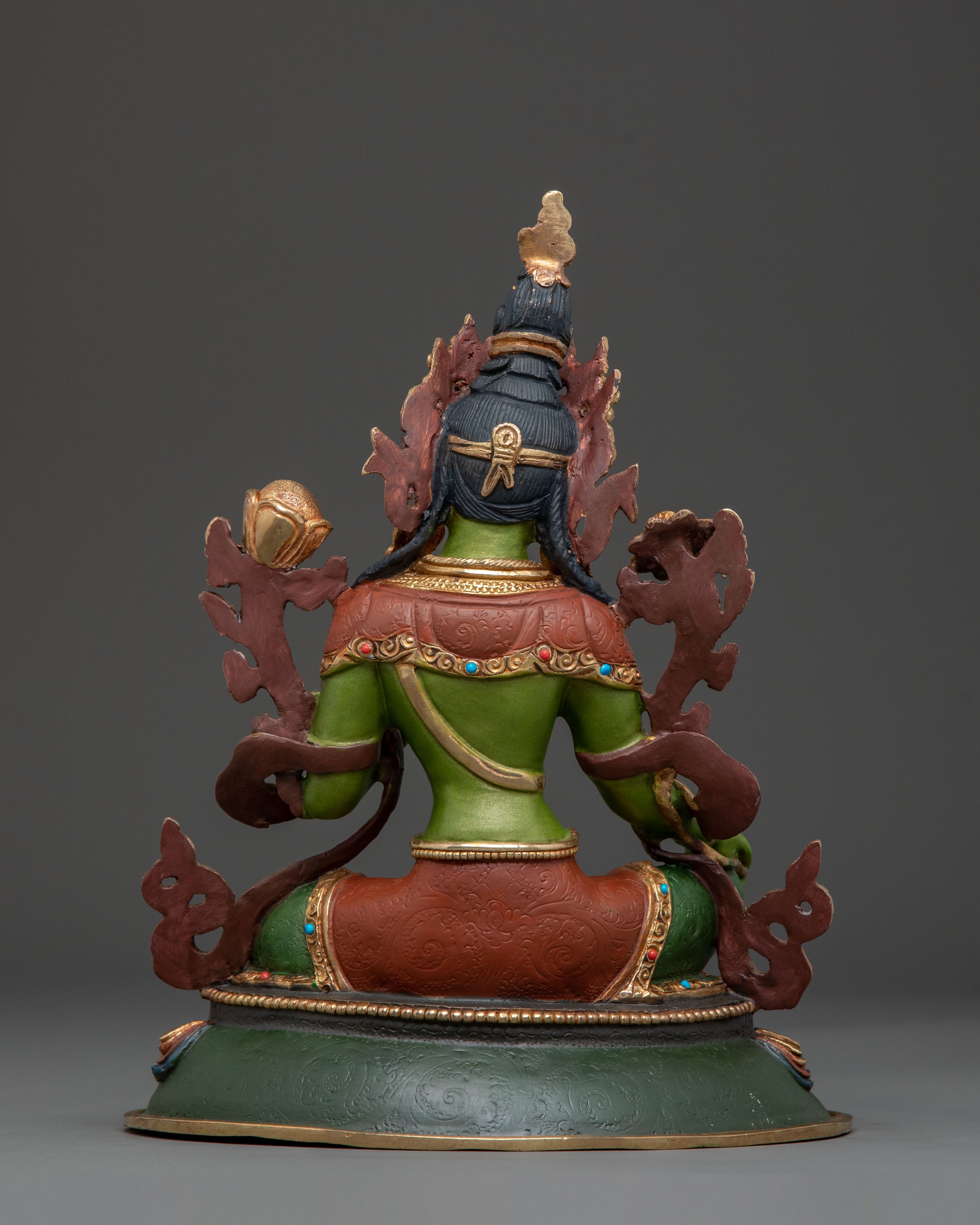 Green Tara Statue | 24K Gold Gilded Sacred Guardian