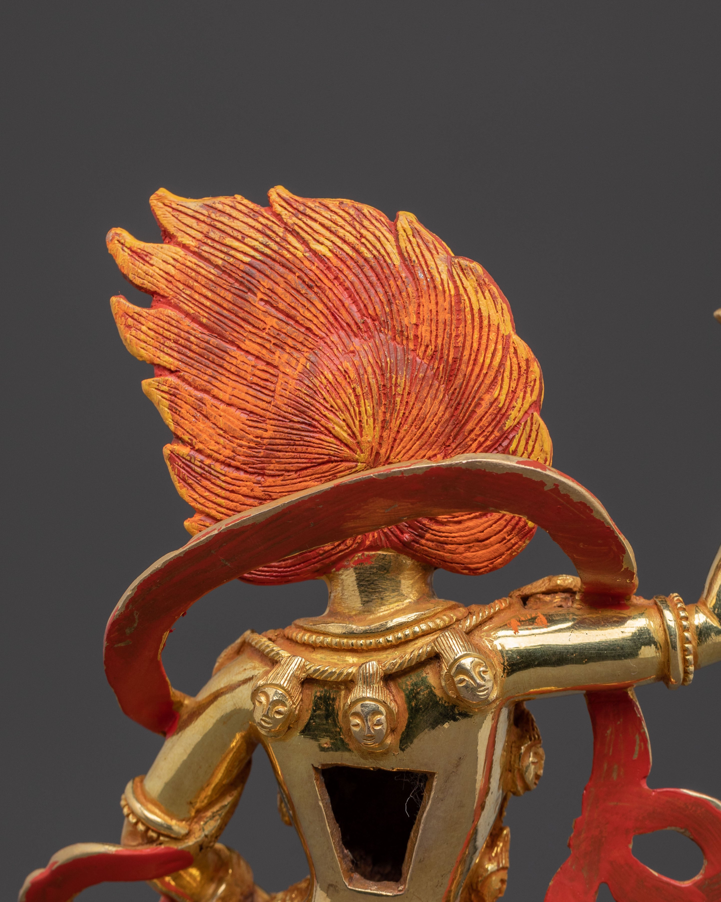 Shimha Mukha Protection Statue | Handcrafted 24K Gold Gilded Artwork