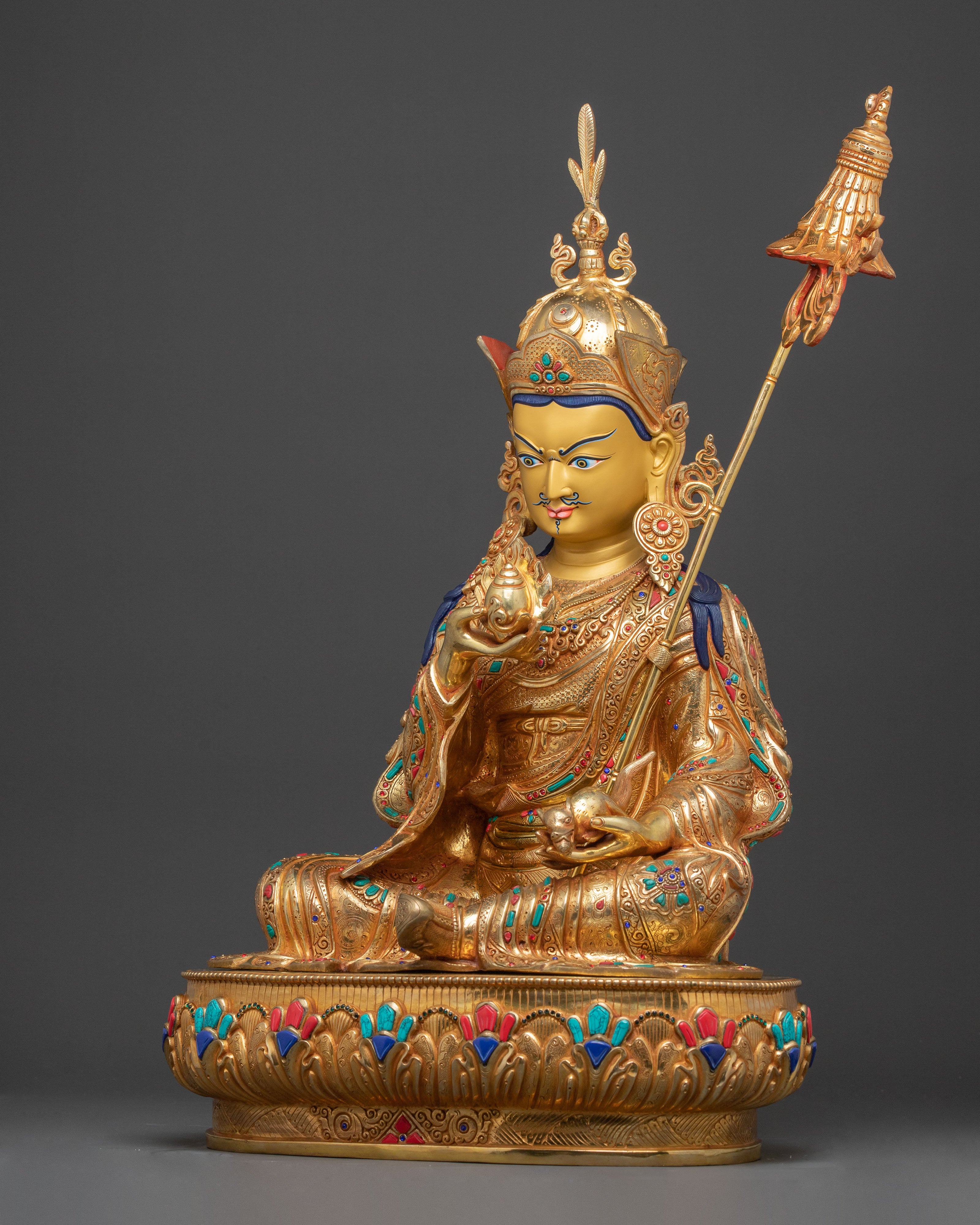 Sacred Guru Norla Tibetan Statue – 24K Gilded Masterpiece