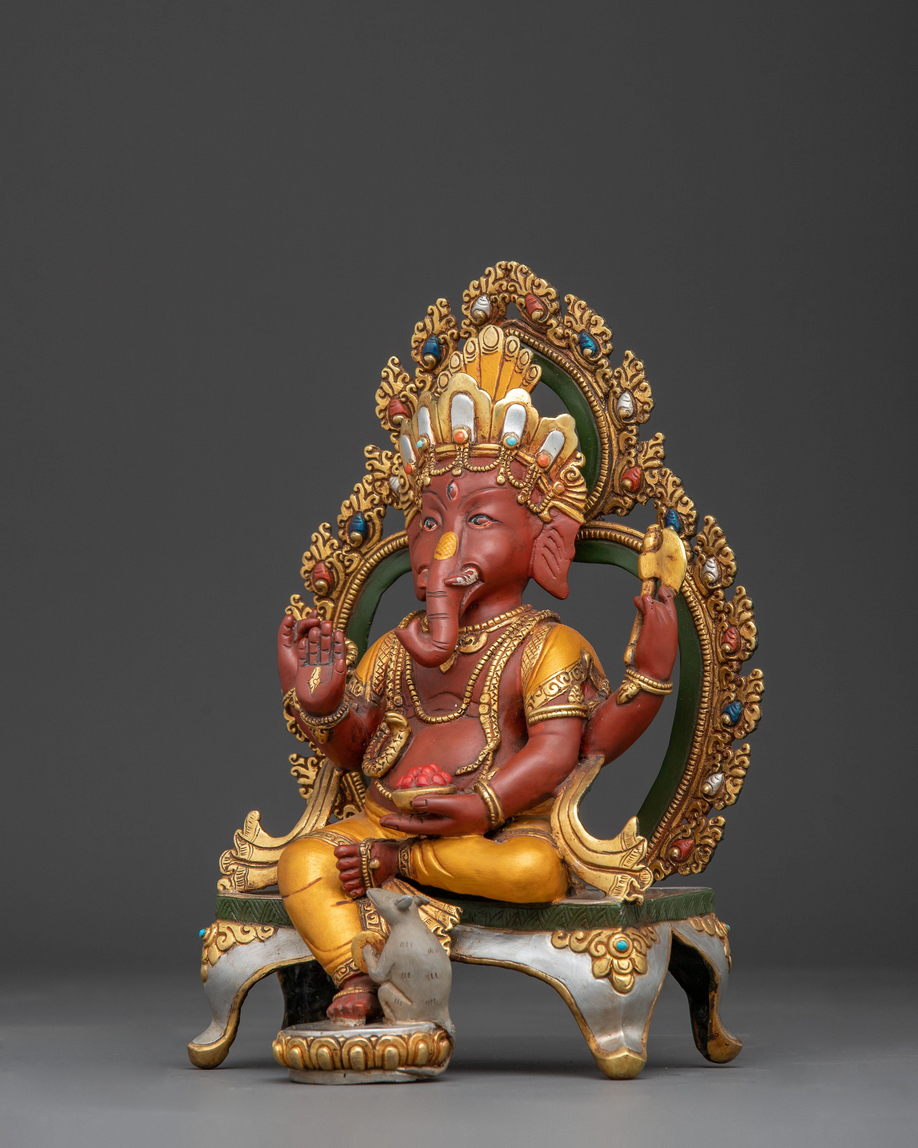 Golden Statue of Lord Ganesha | Spiritual Decor for Meditation