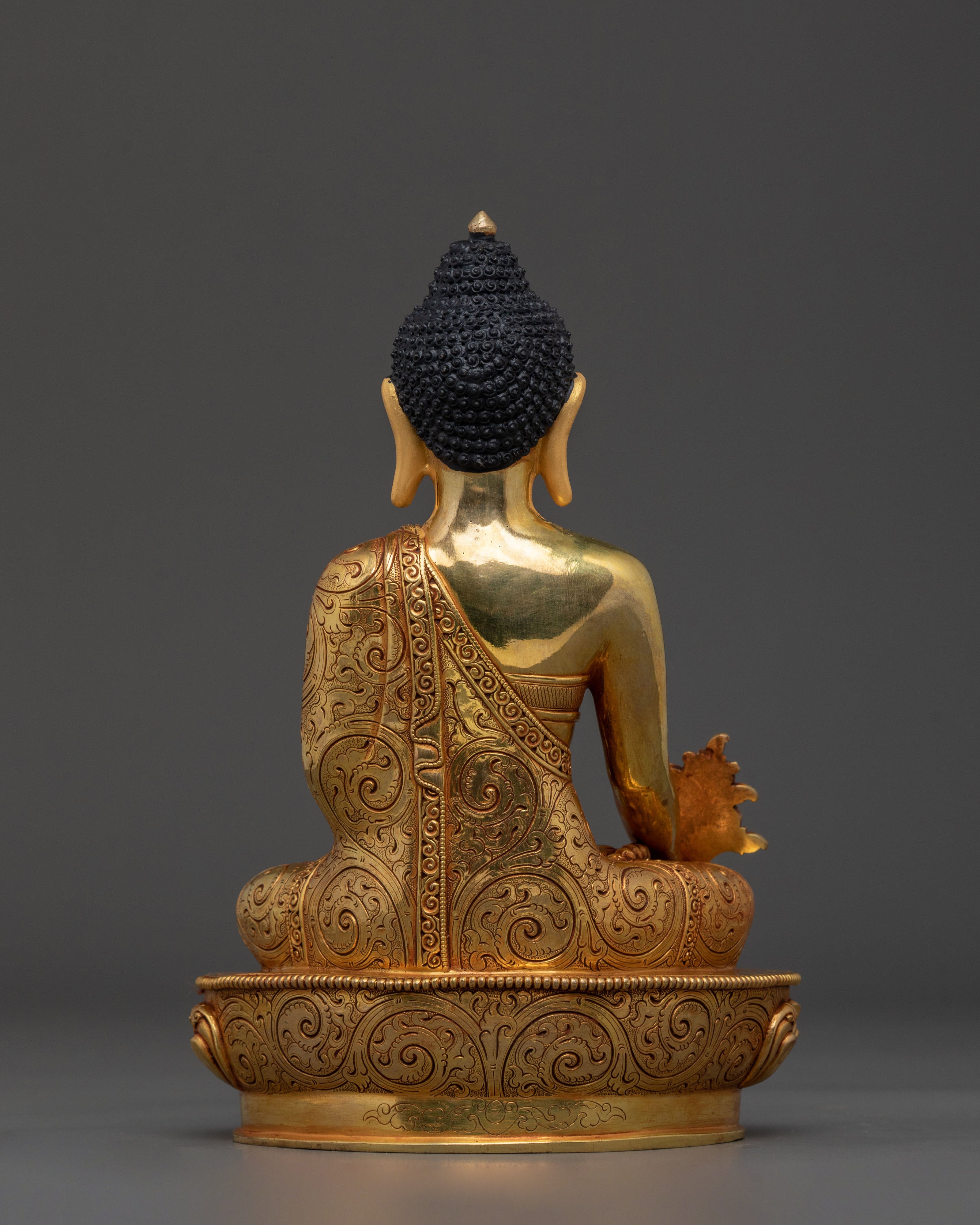 Complete Altar Set of Three Buddhas in Radiant 24K Gold