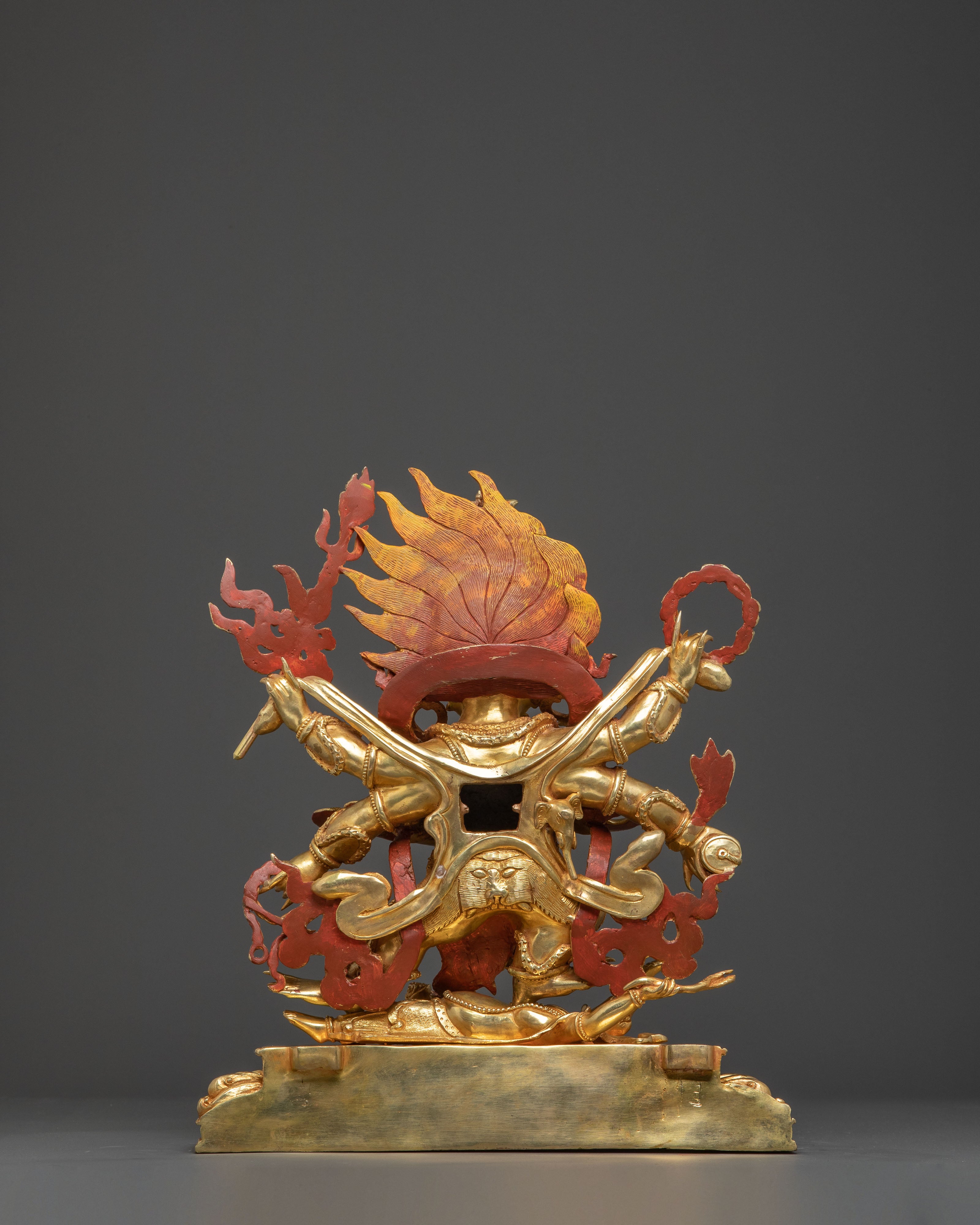 Handcrafted Six Armed Mahakala Copper Body Statue |  Majestic Protector