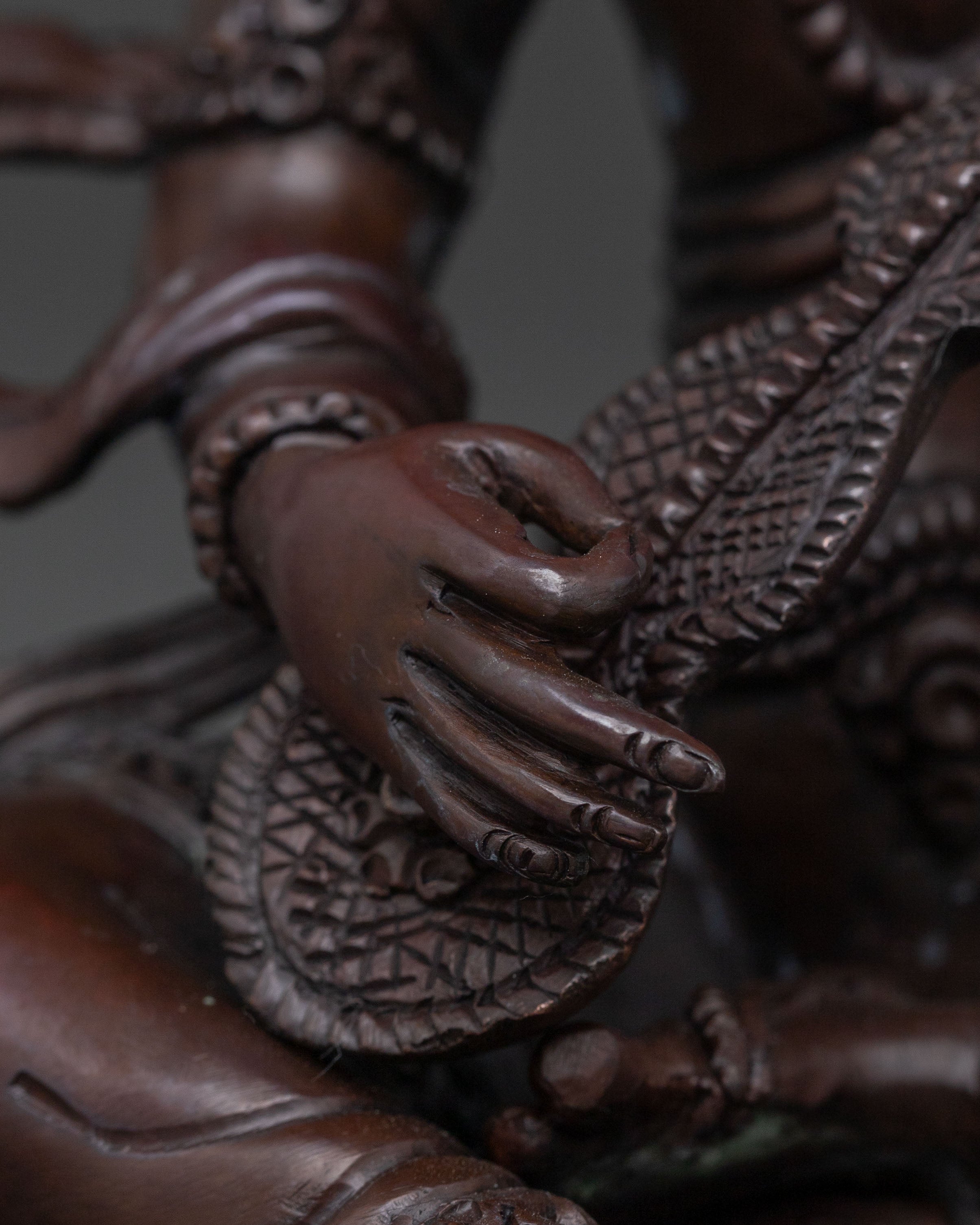 Saraswati Devi: Oxidized Copper Sacred Statue