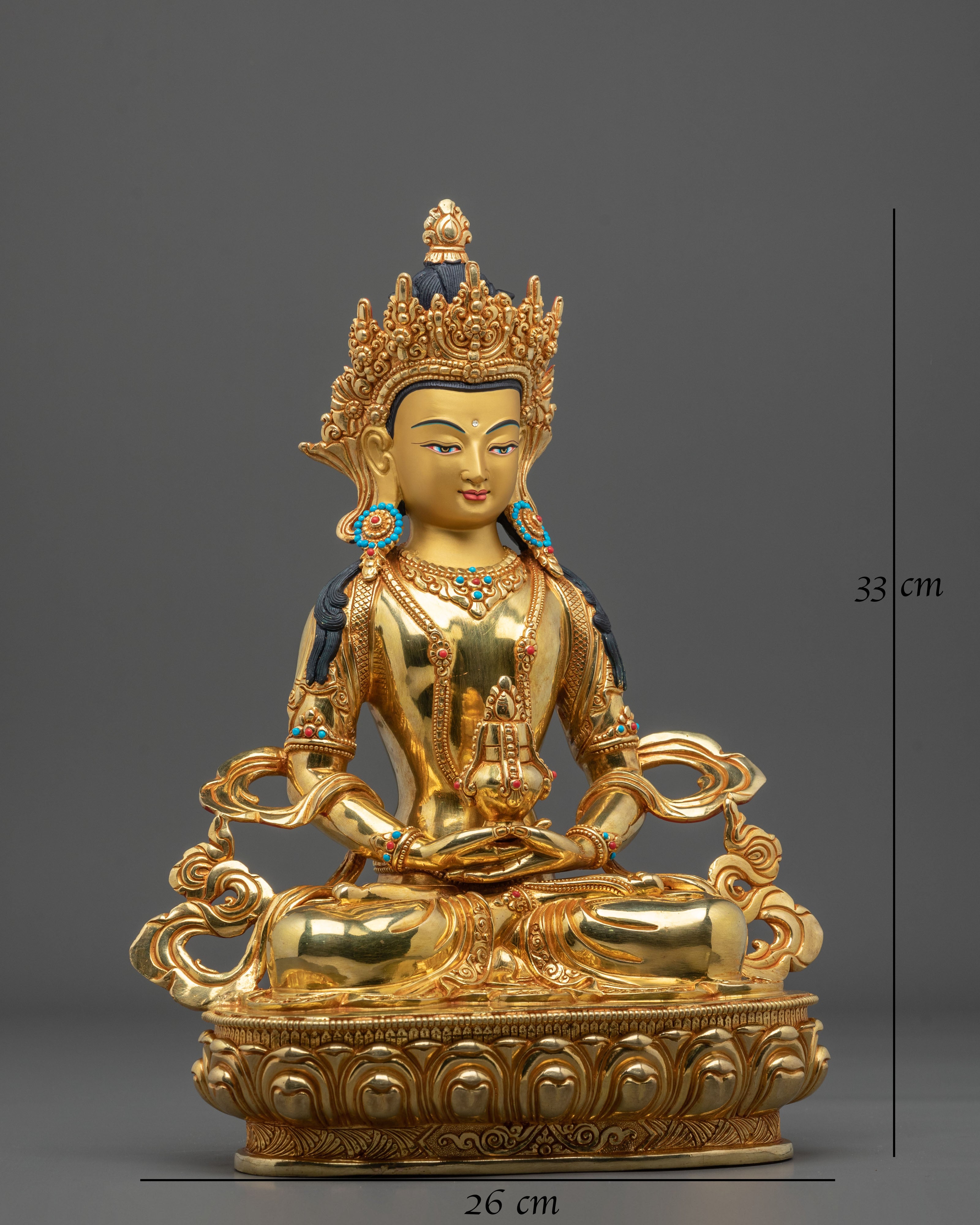 Amitayus Buddha Statue | 24K Gold Gilded Figurine