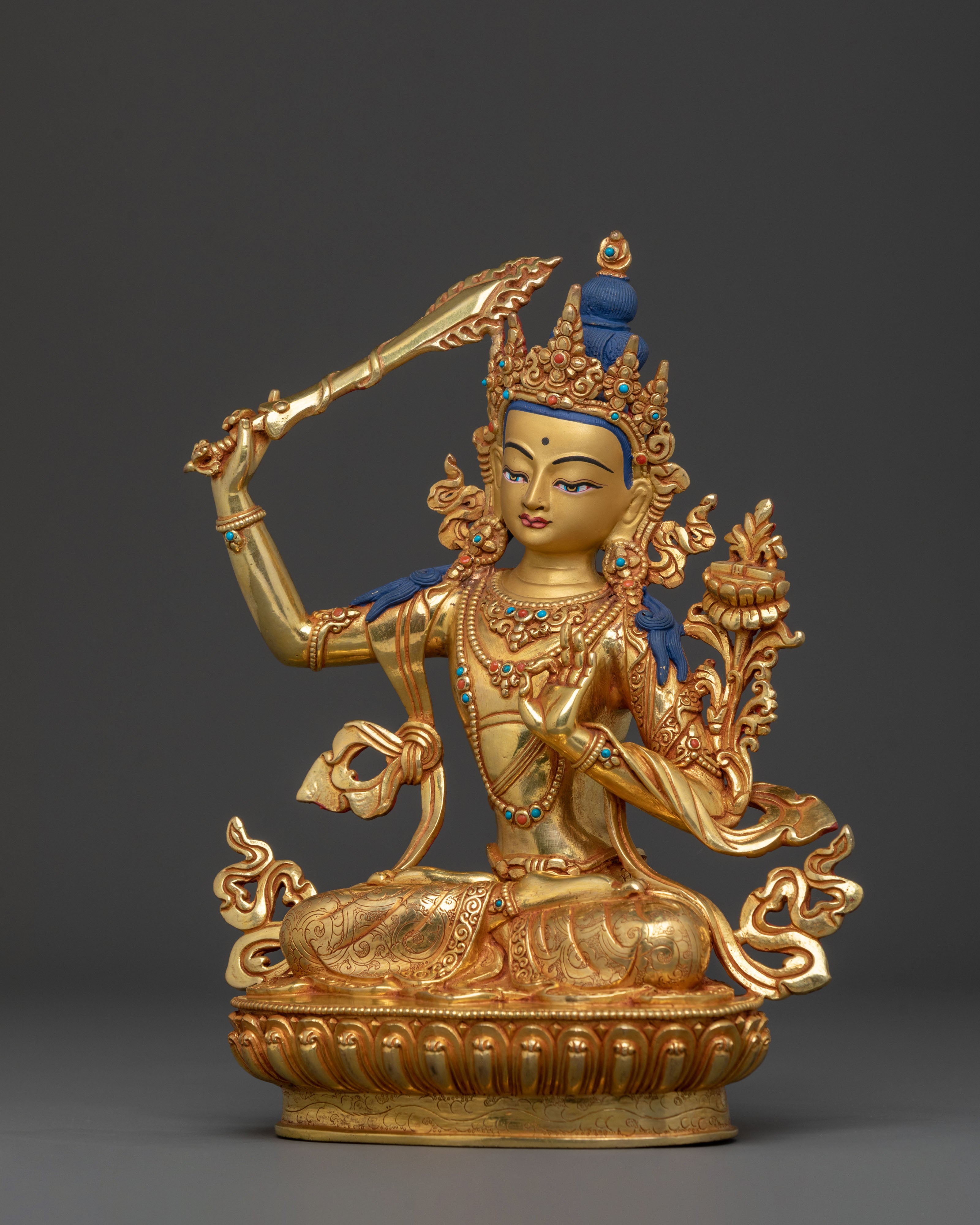 Manjushri Buddhist Figure | Handcrafted Wisdom Deity