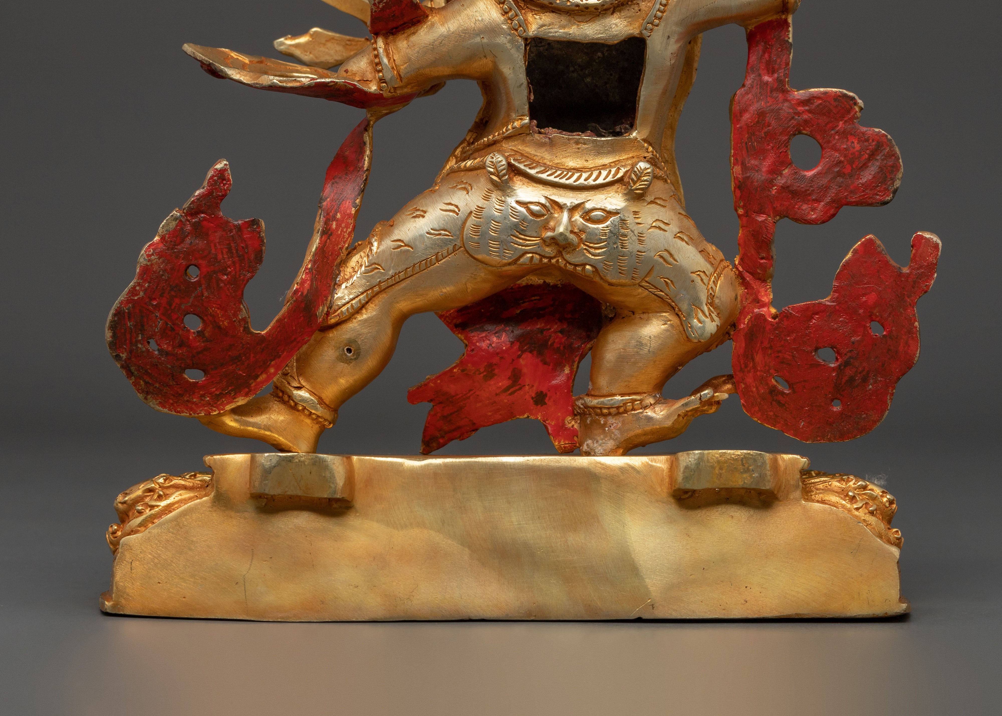 24K Gold Gilded Vajrapani Statue: Wrathful Deity and Thunderbolt Holder