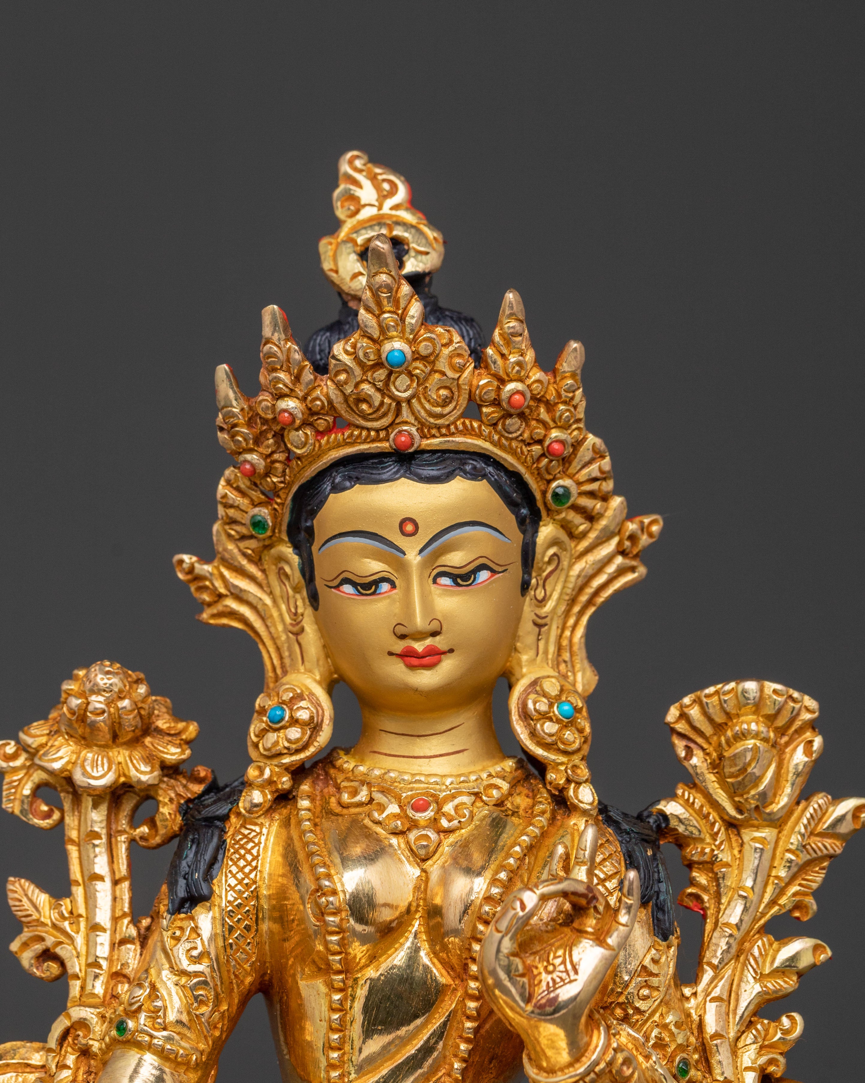 Green Tara Golden Statue: Divine Grace