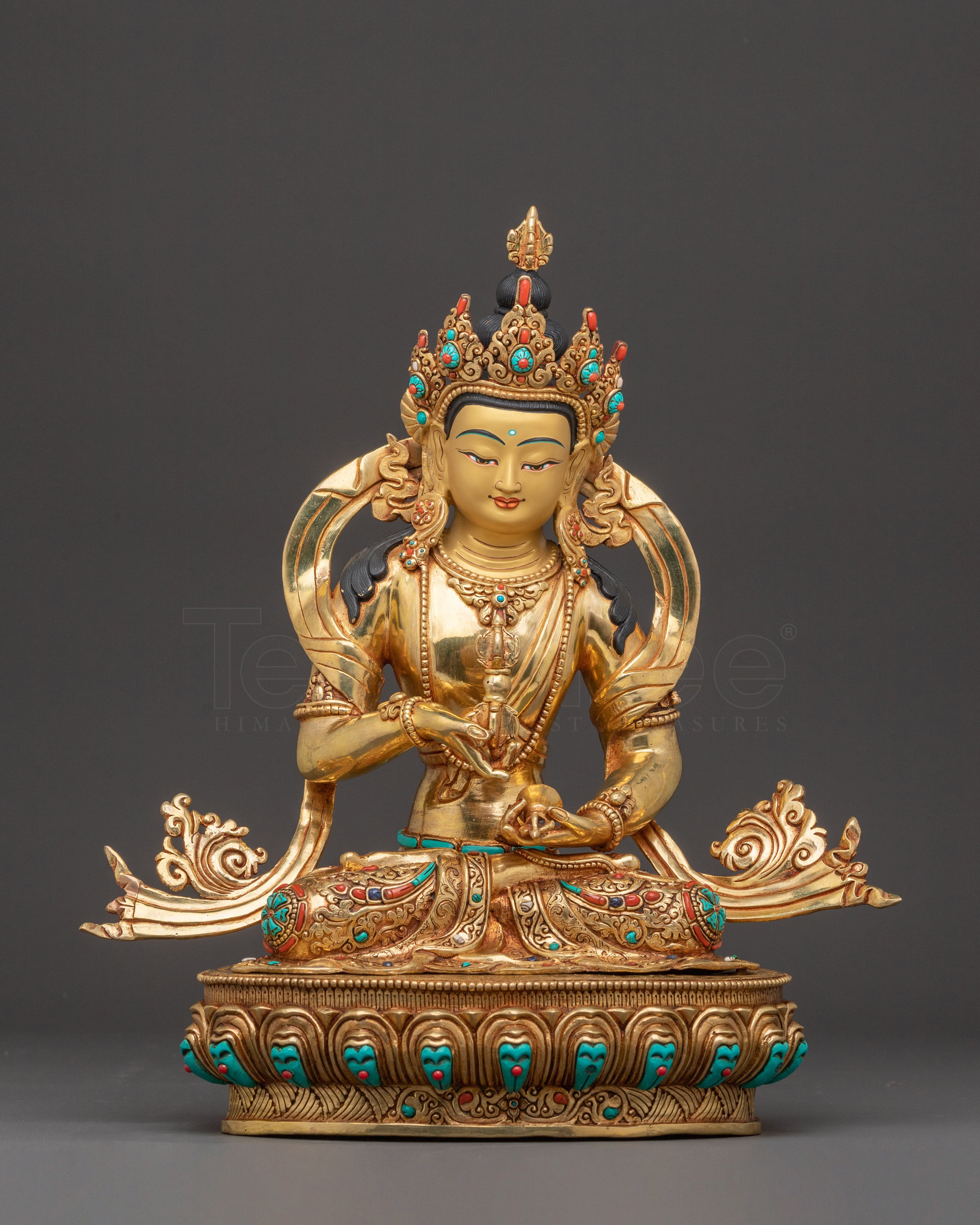 Vajrasattva Buddhist Blessing Statue – Radiant 24K Gold Masterpiece