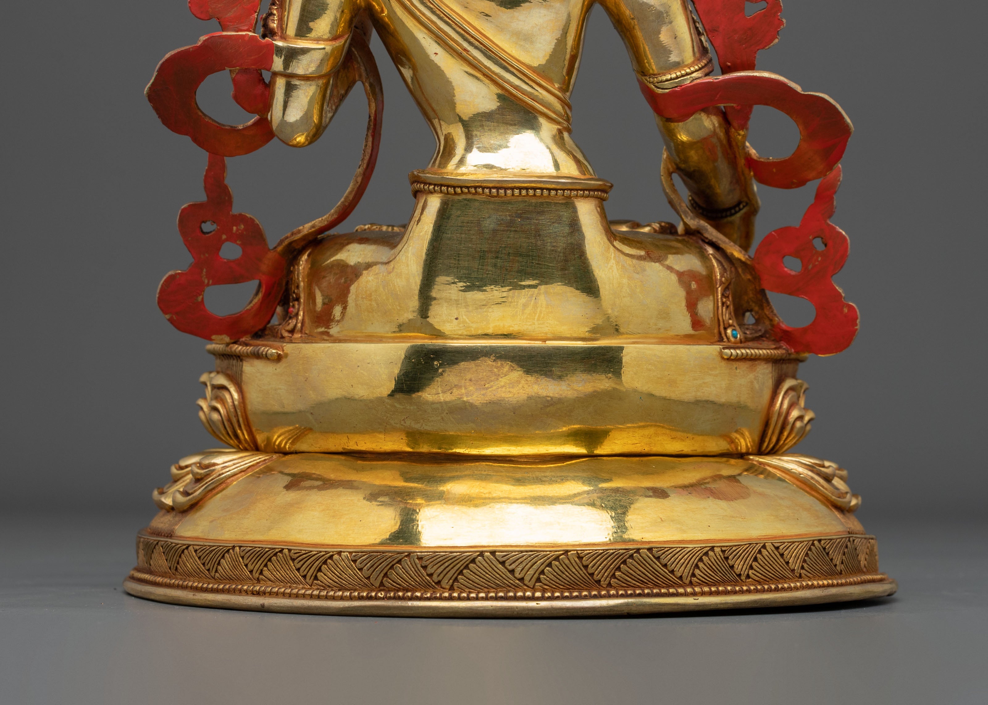 White Tara Longevity Meditation Shrine Sculpture: 24K Gold Gilded
