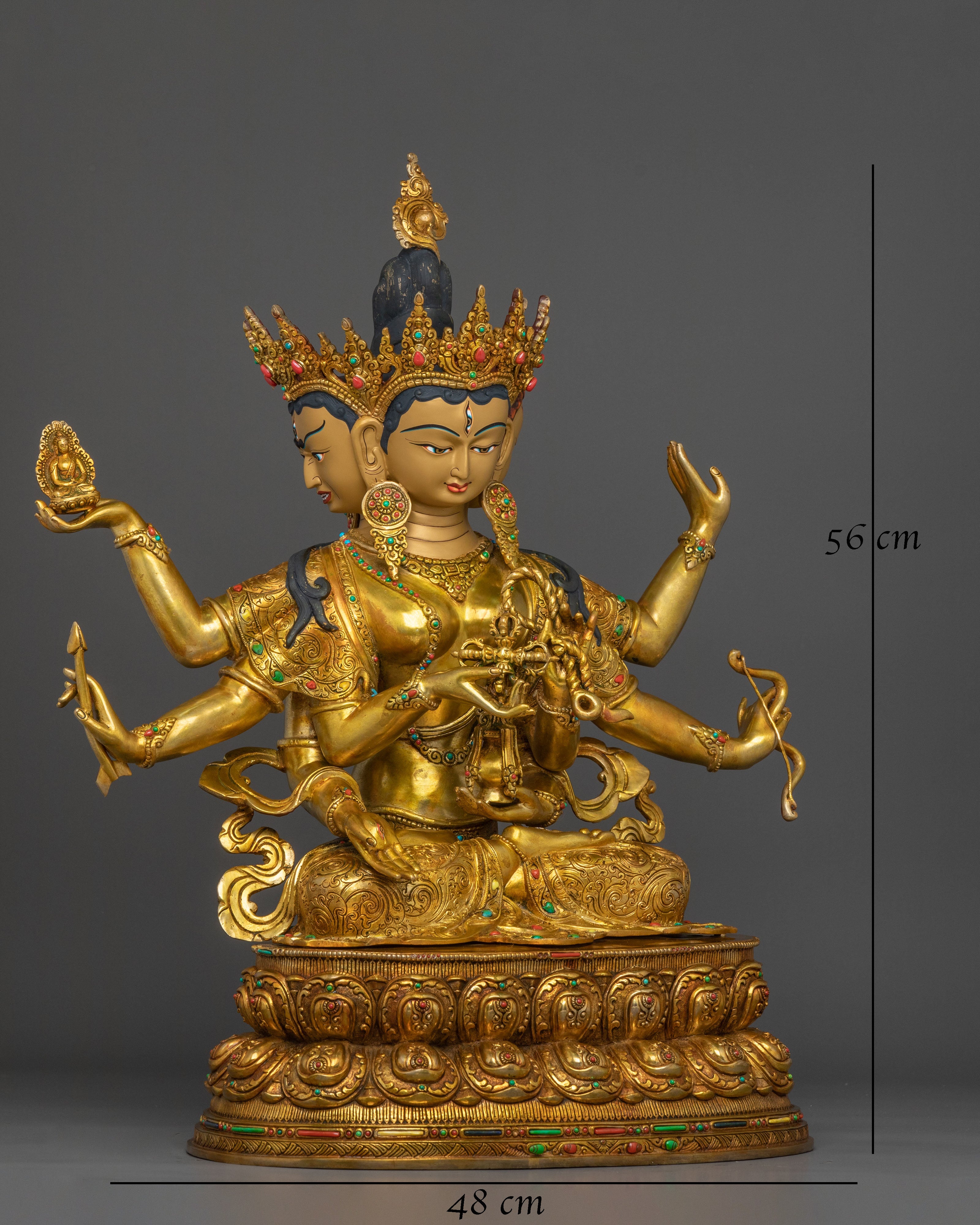 Sacred Namgyalma Sculpture: 24K Gold Gilded