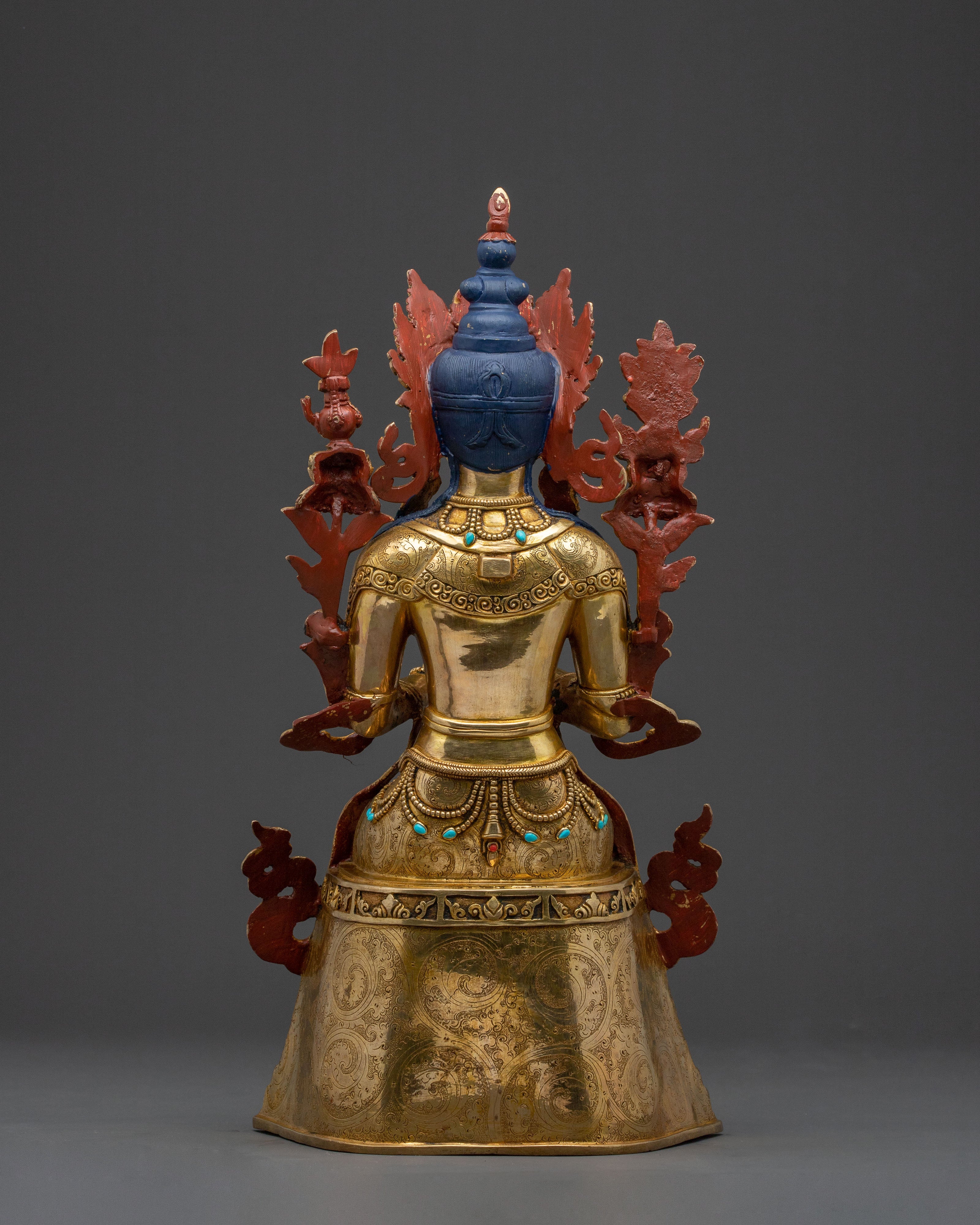 Maitreya Buddha Handcrafted Sacred Statue with 24K Gold Gilding