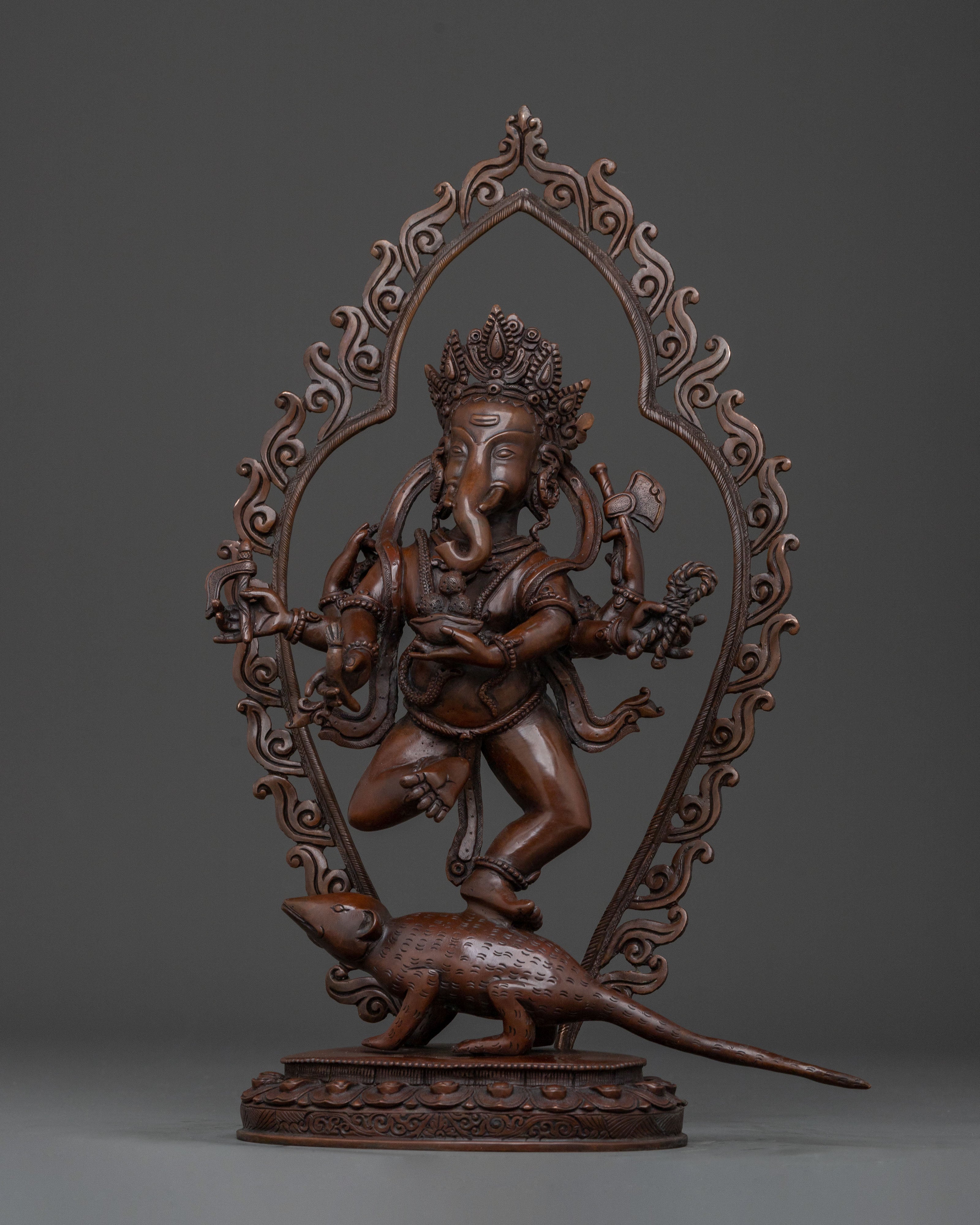 God Ganesh: Oxidized Copper Handcrafted Sculpture