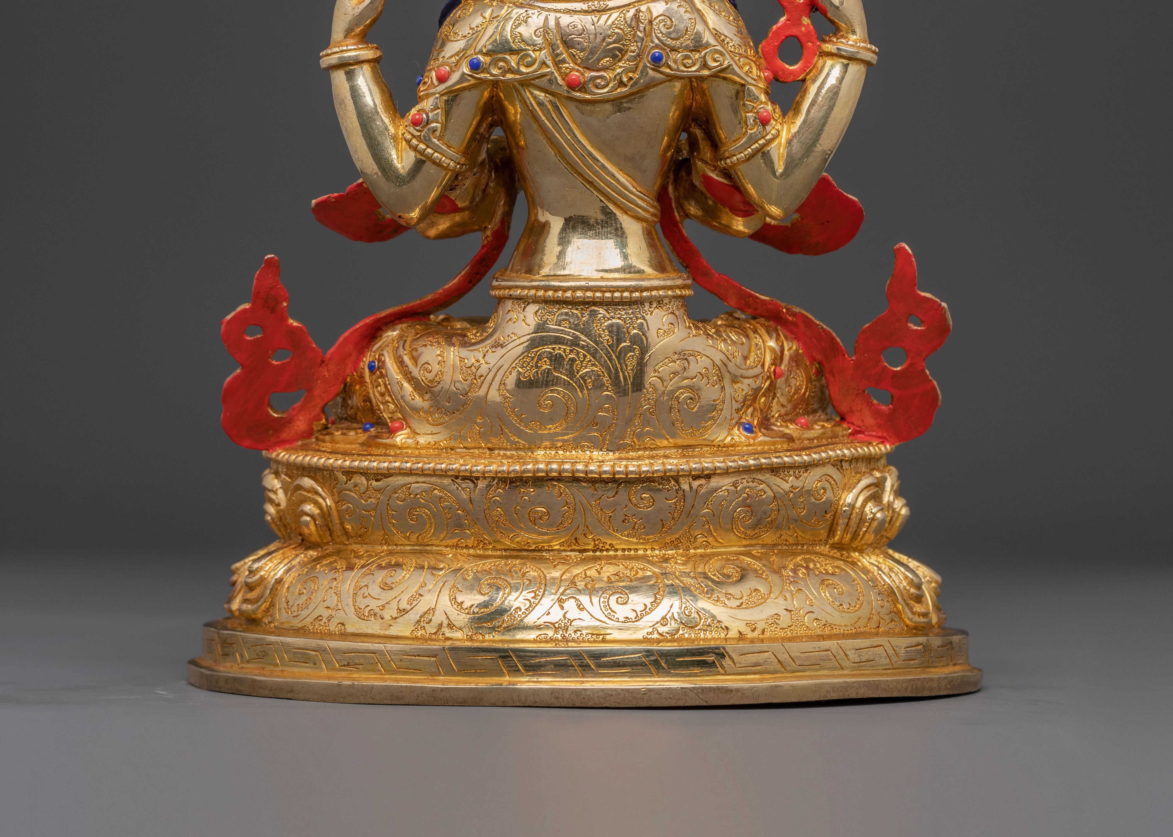 24k Gold Gilded Statue of Chenrezig Bodhisattva - Exquisite Copper Art