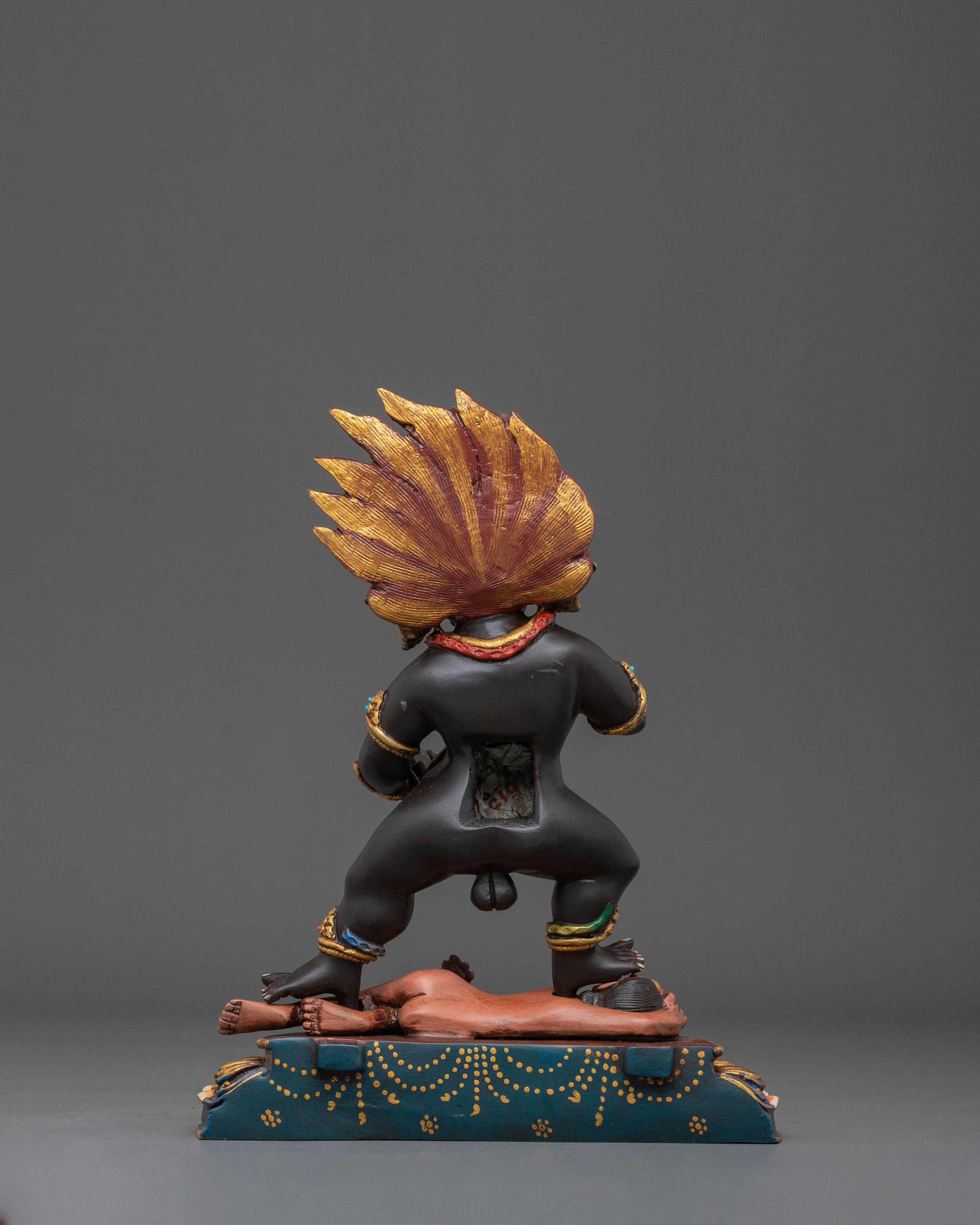 Black Dzambhala Sacred Statue: Buddhist Wealth Deity