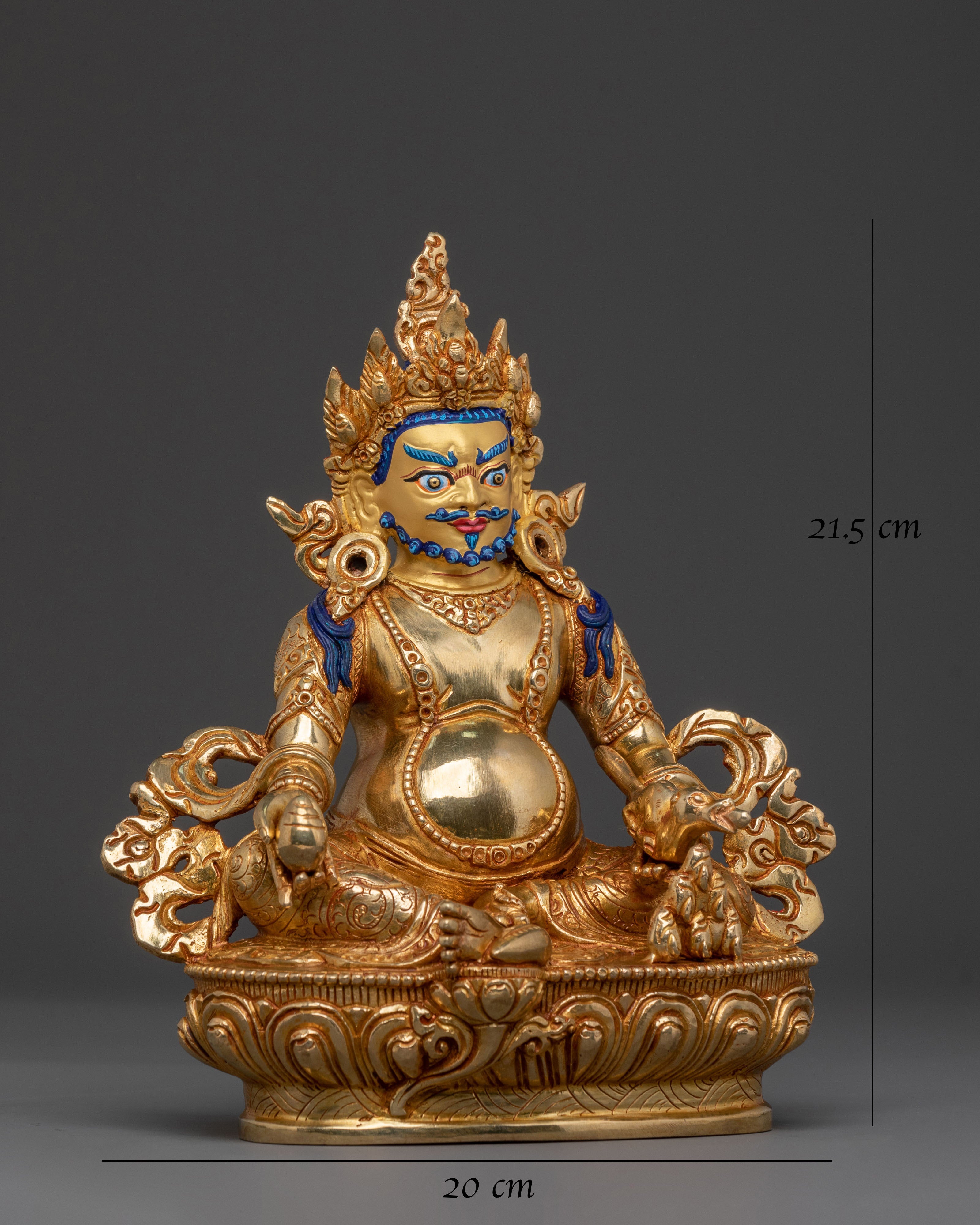Radiant Wealth Deity Dzambhala Golden Figurine