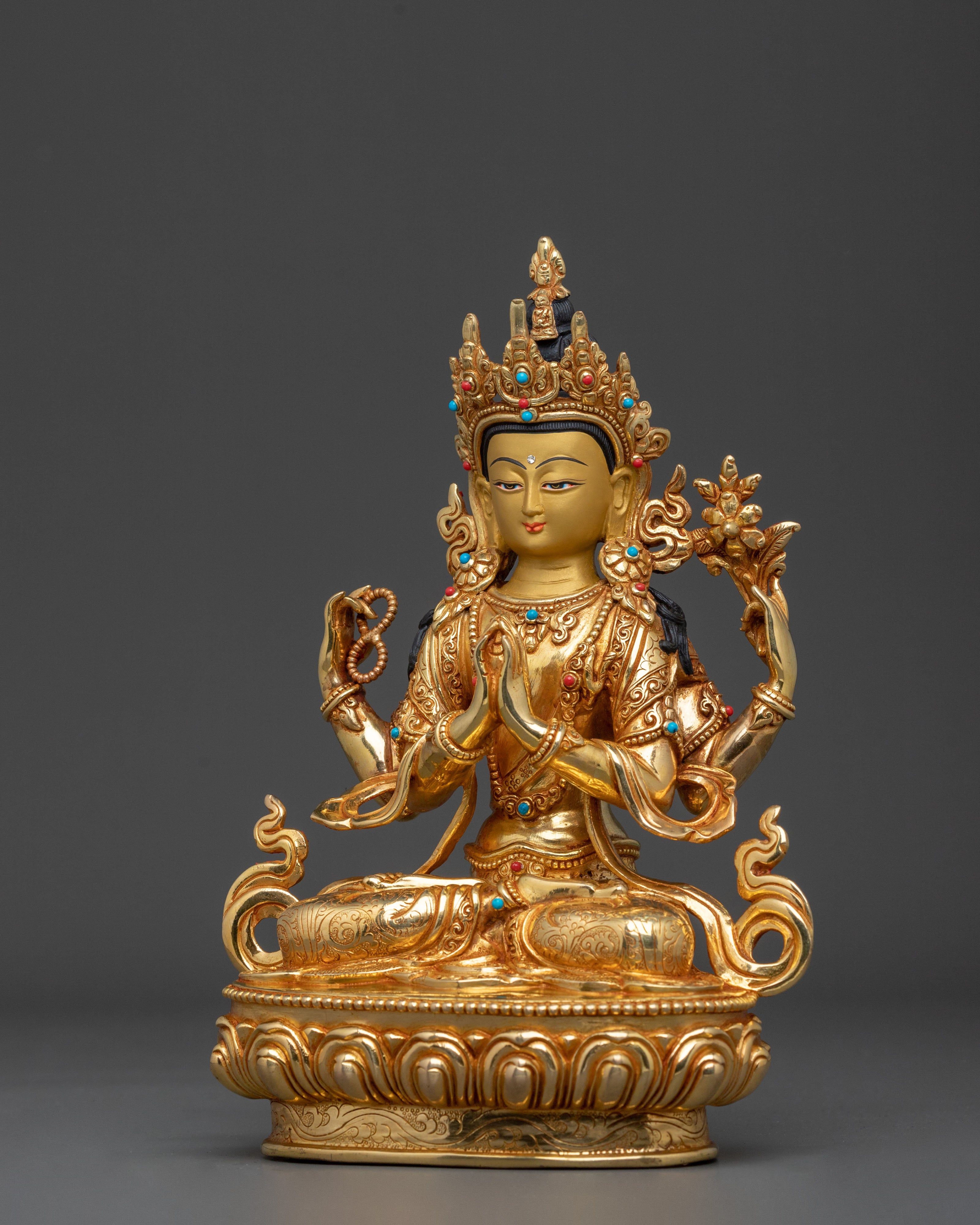 Four Armed Chenrezig Divine Sculpture | Made in Nepal