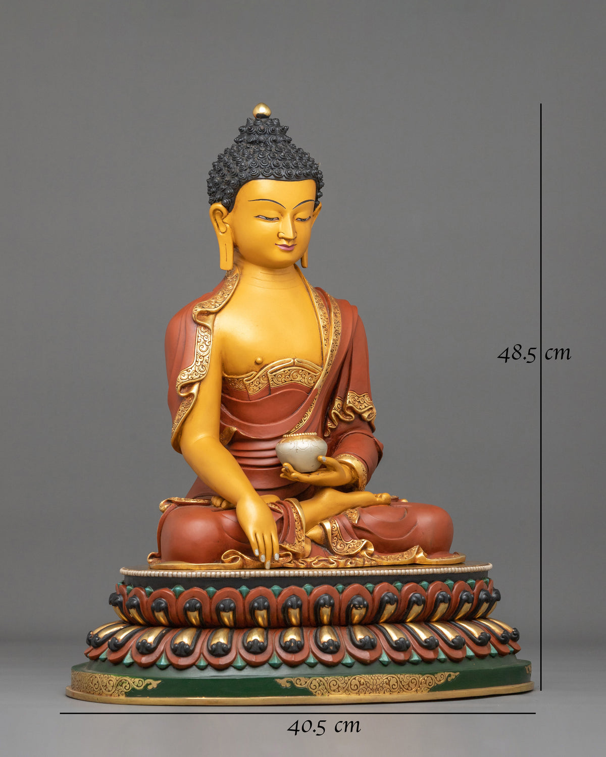 24K Gold Gilded Copper Three Buddha Statue Set | Sacred Buddhist Trio