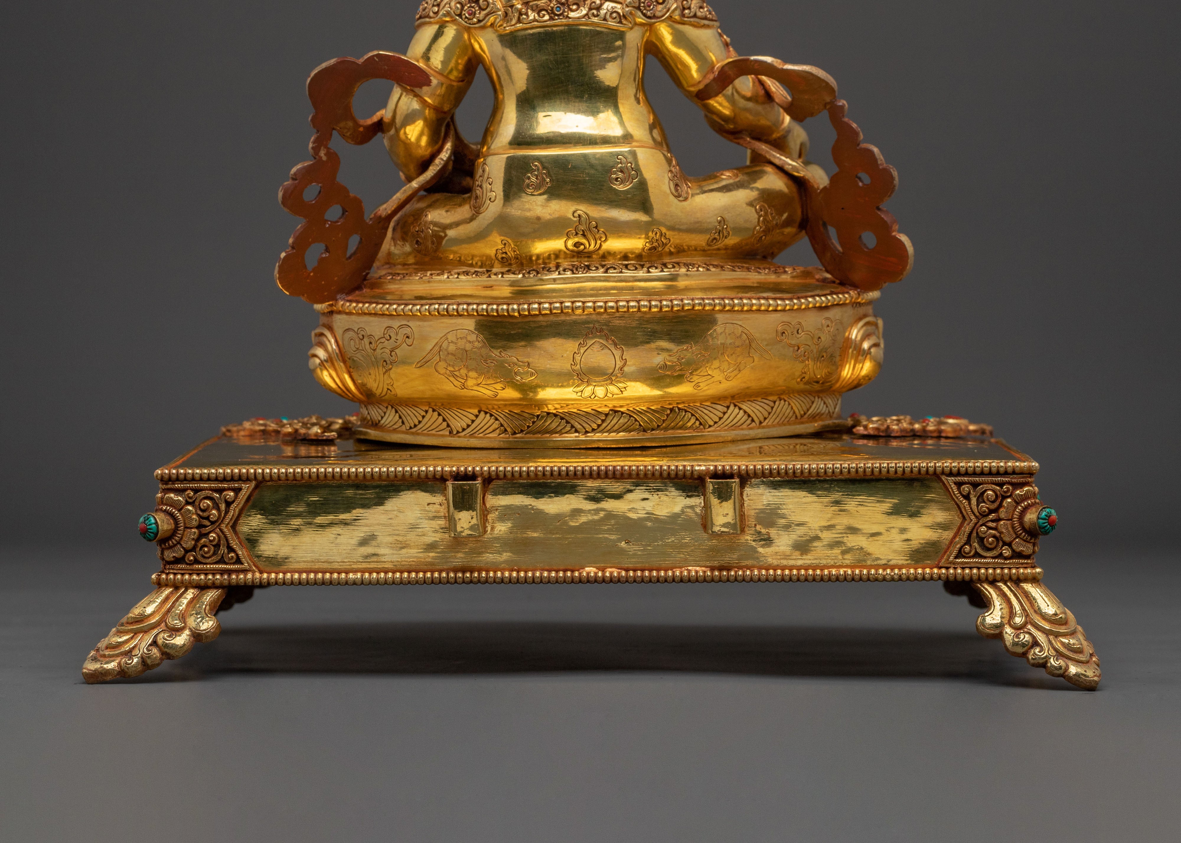 Yellow Dzambhala Statue on Throne | Wealth Deity