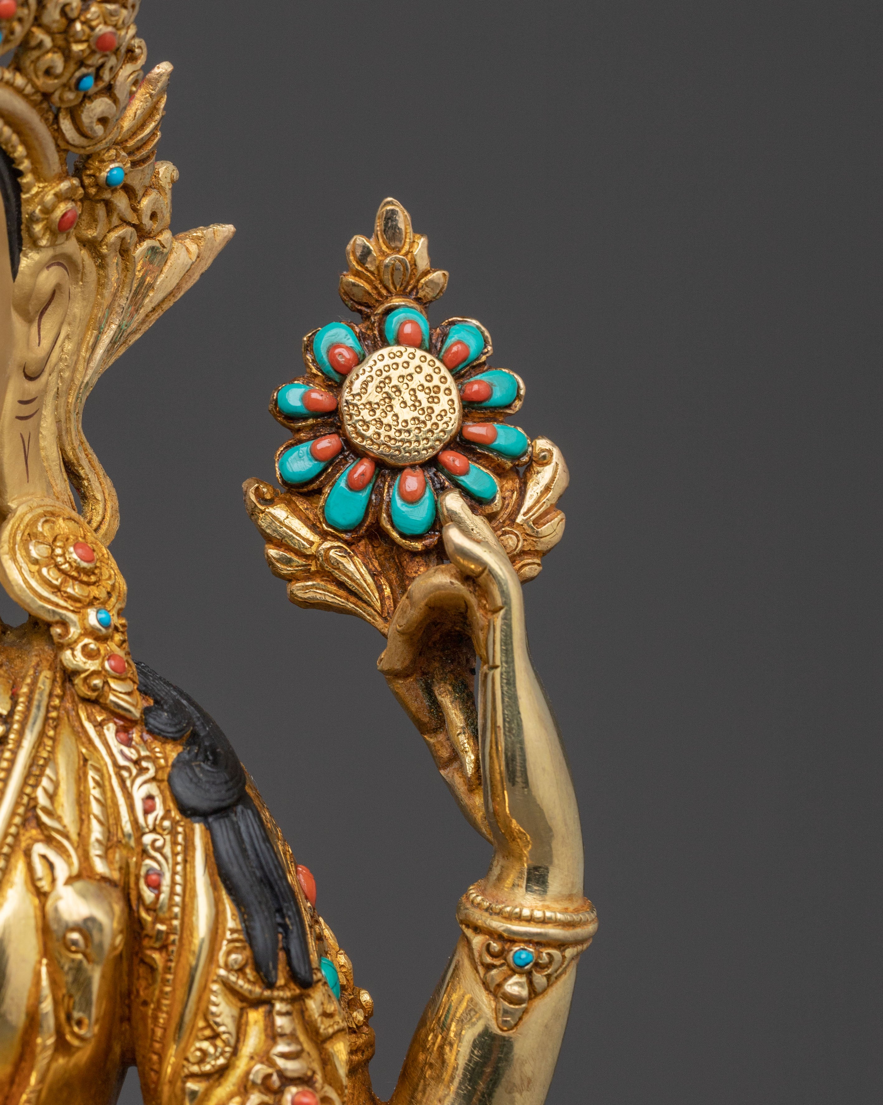 24K Gold Gilded Copper Chenrezig Statue | Patan Artistry