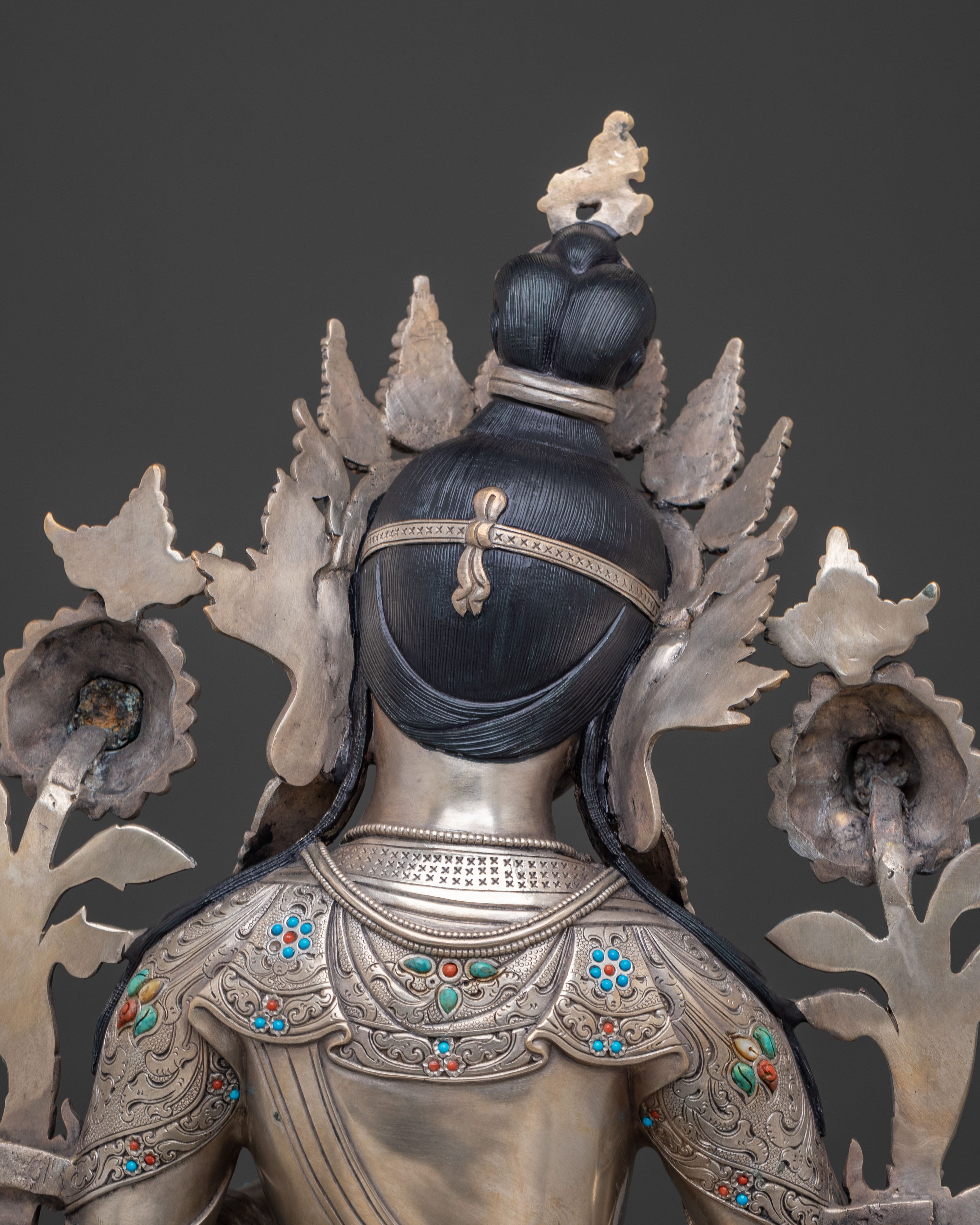 Green Tara Silver Statue | Swift Protector