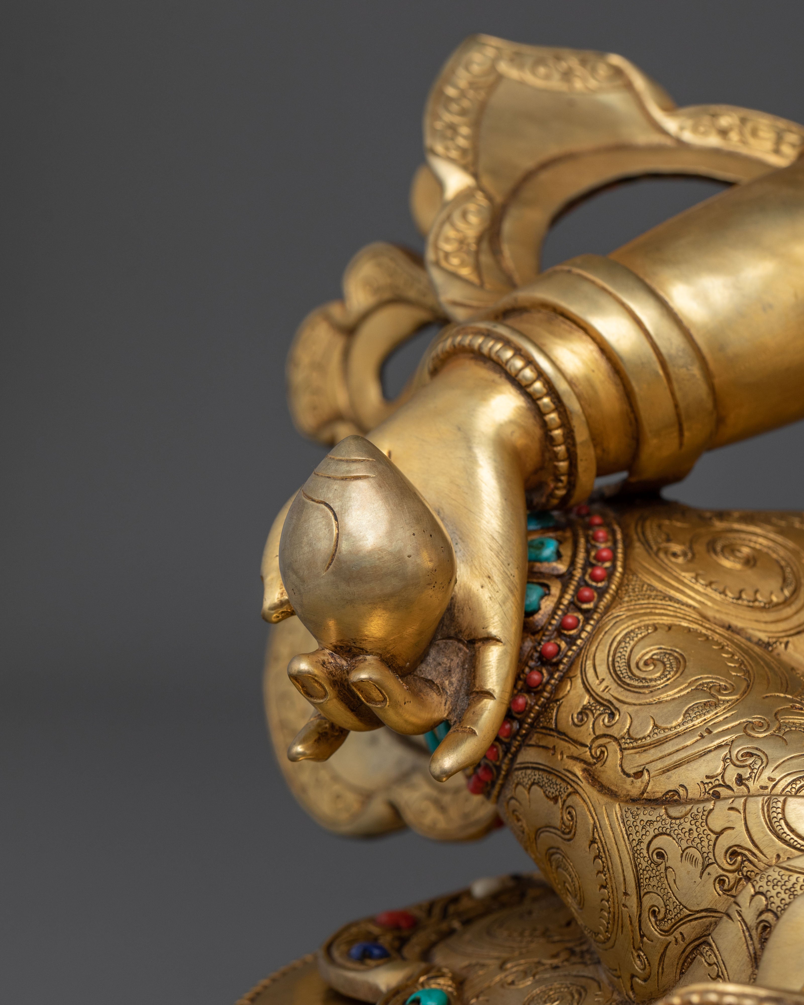 Dzambhala Sculpture |  24K Gold Gilded Wealth Deity