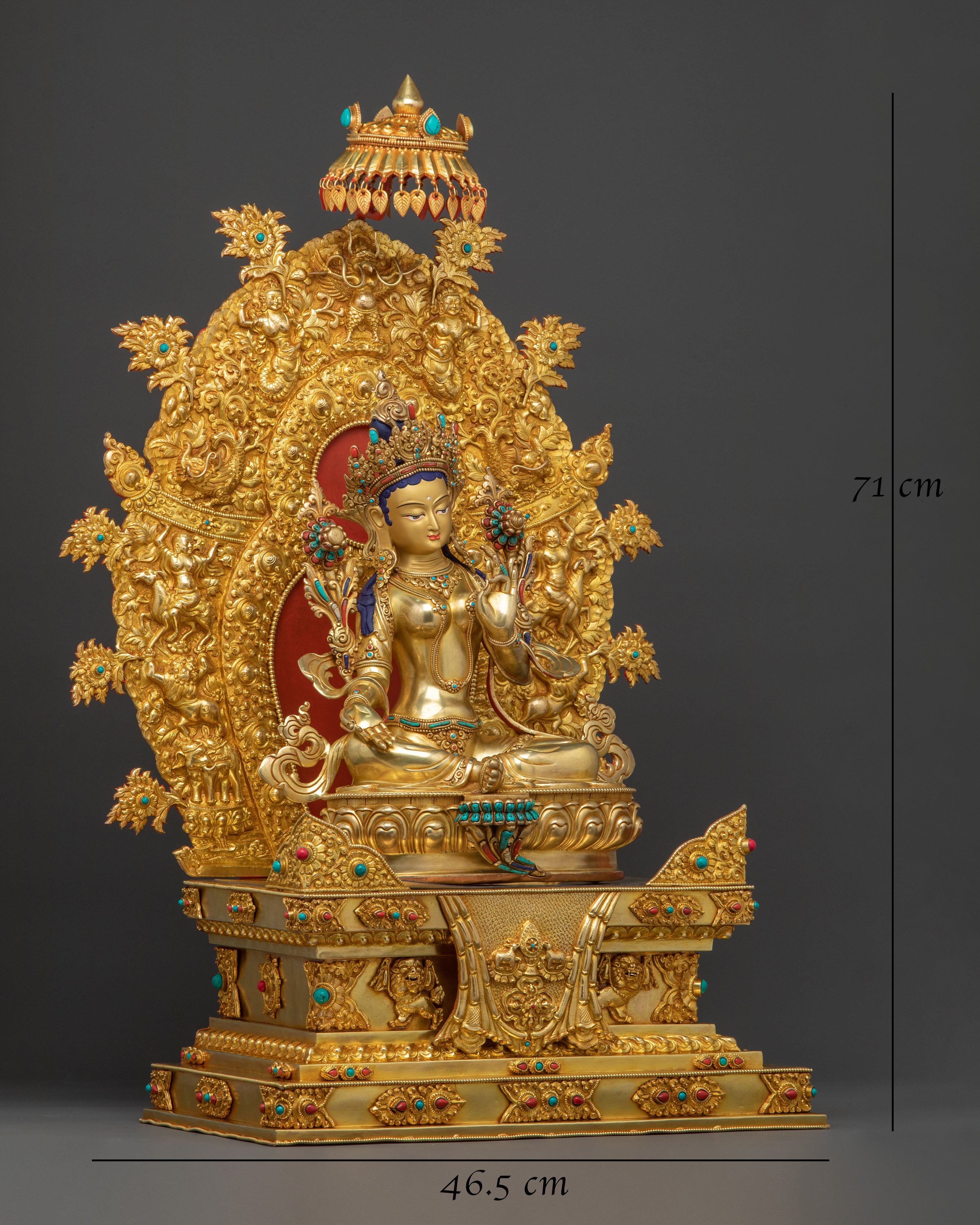 Seated Green Tara Goddess Sculpture | Compassion Goddess