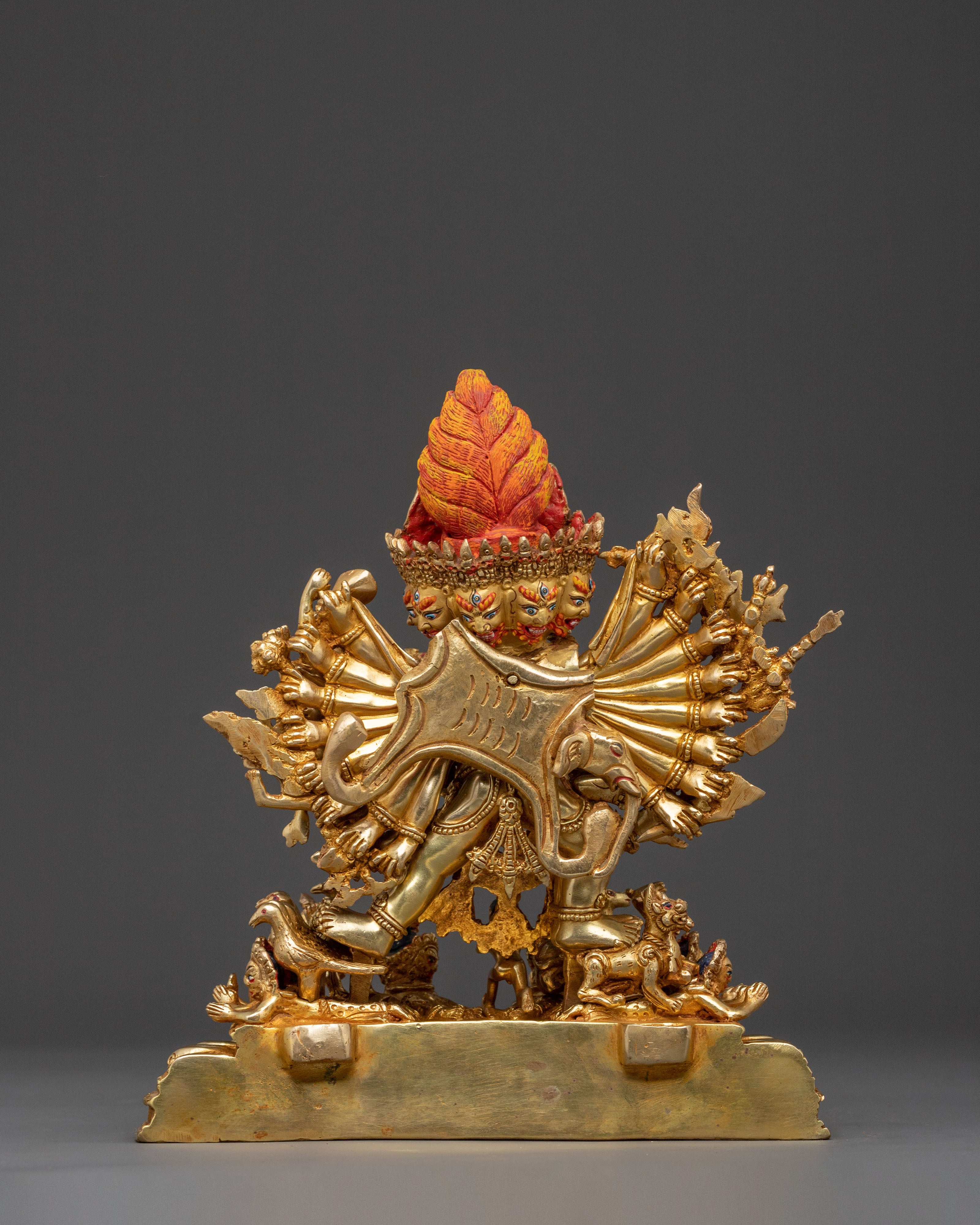 Yamantaka Buddhist Wrathful Deity Statue | 24K Gold Gilded
