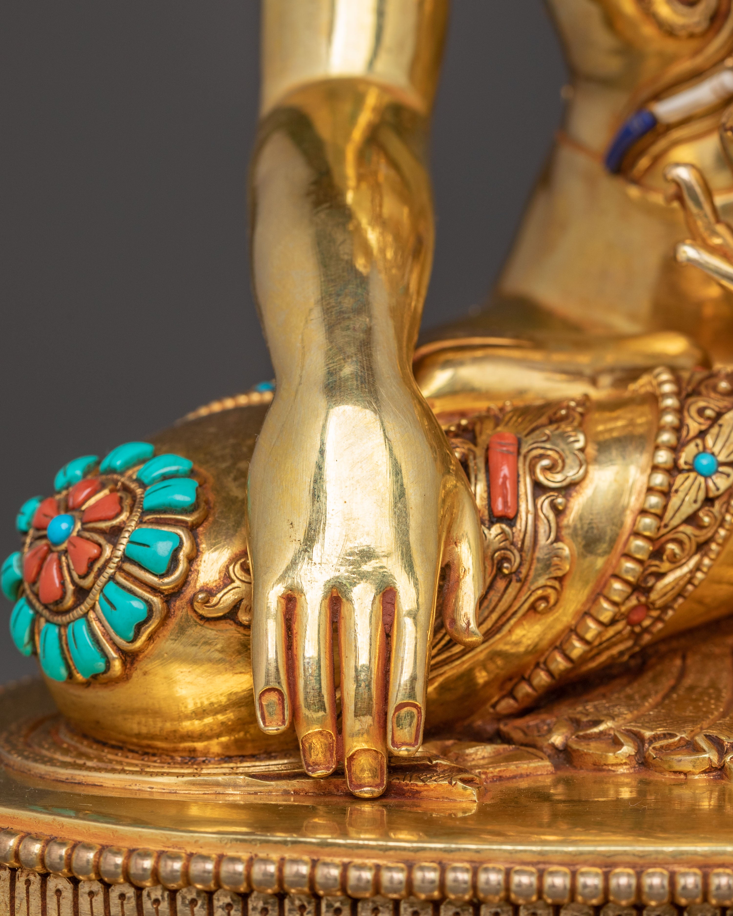 Holy Sculpture of Shakyamuni Buddha: 24K Gilded Copper Masterpiece