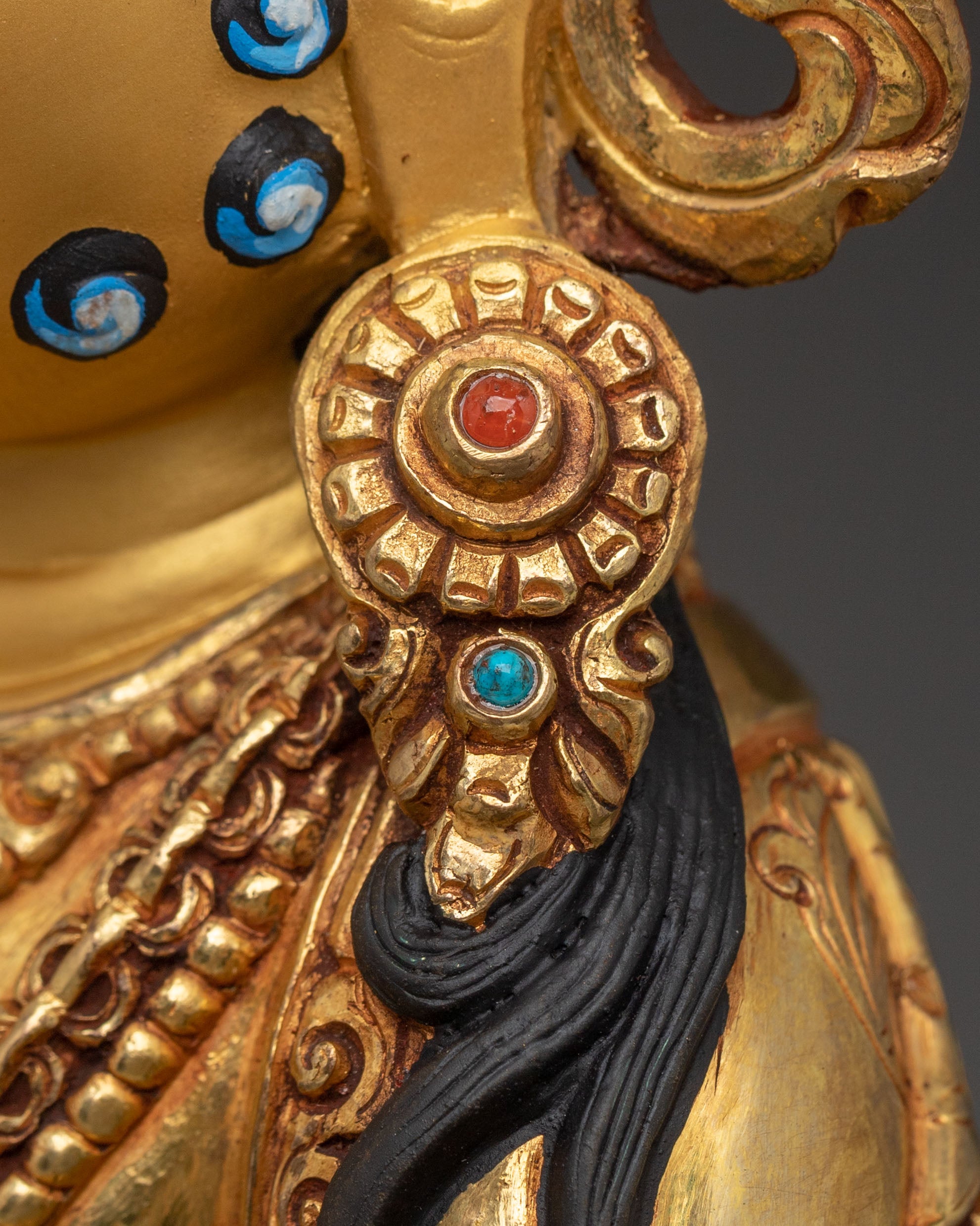 Yellow Dzambhala Statue on Throne | Wealth Deity