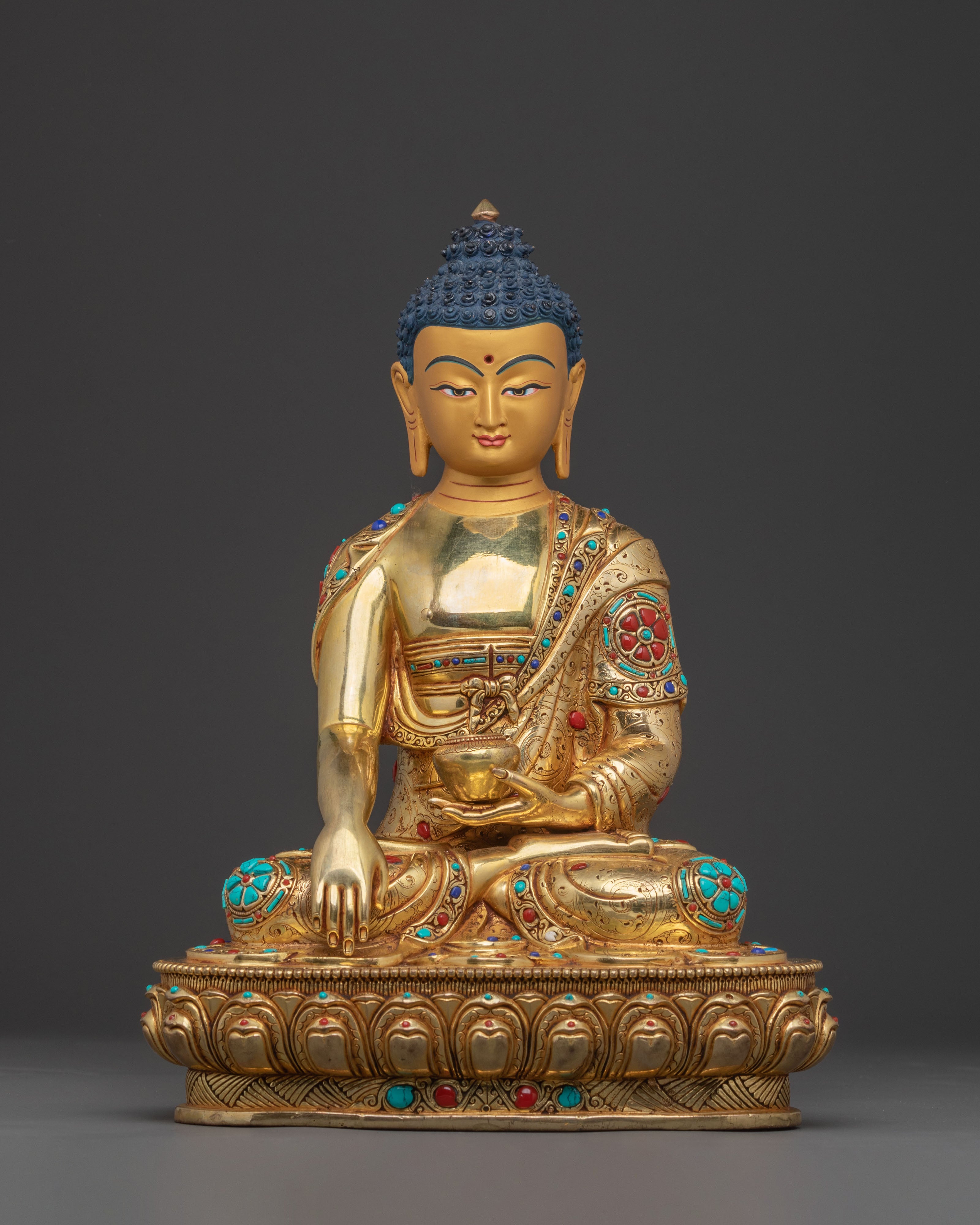 Shakyamuni BuddhaStatue with Handcarved Gemstones