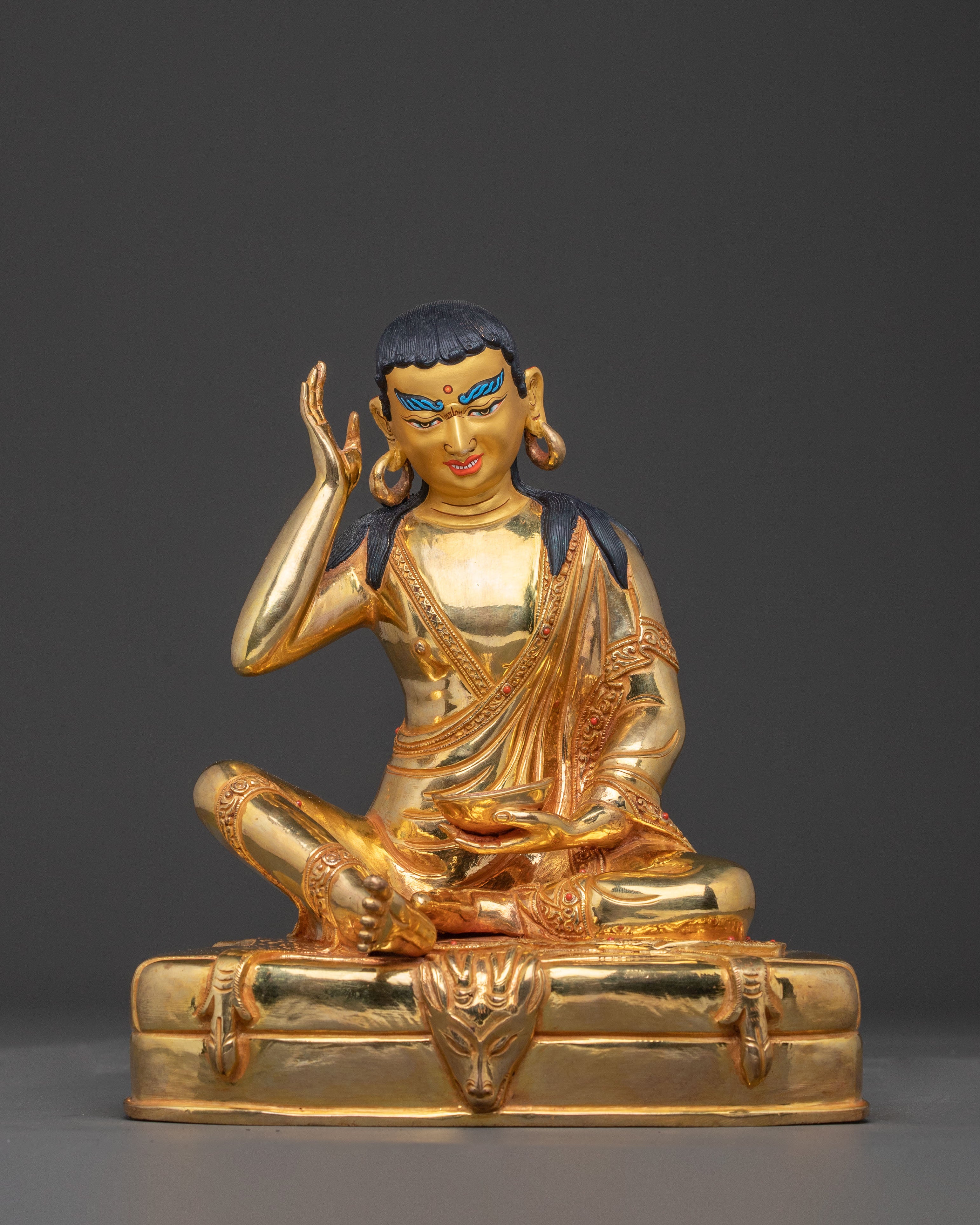 Milarepa Buddhist Statue - Handcrafted 24K Gold Gilded Copper Statue