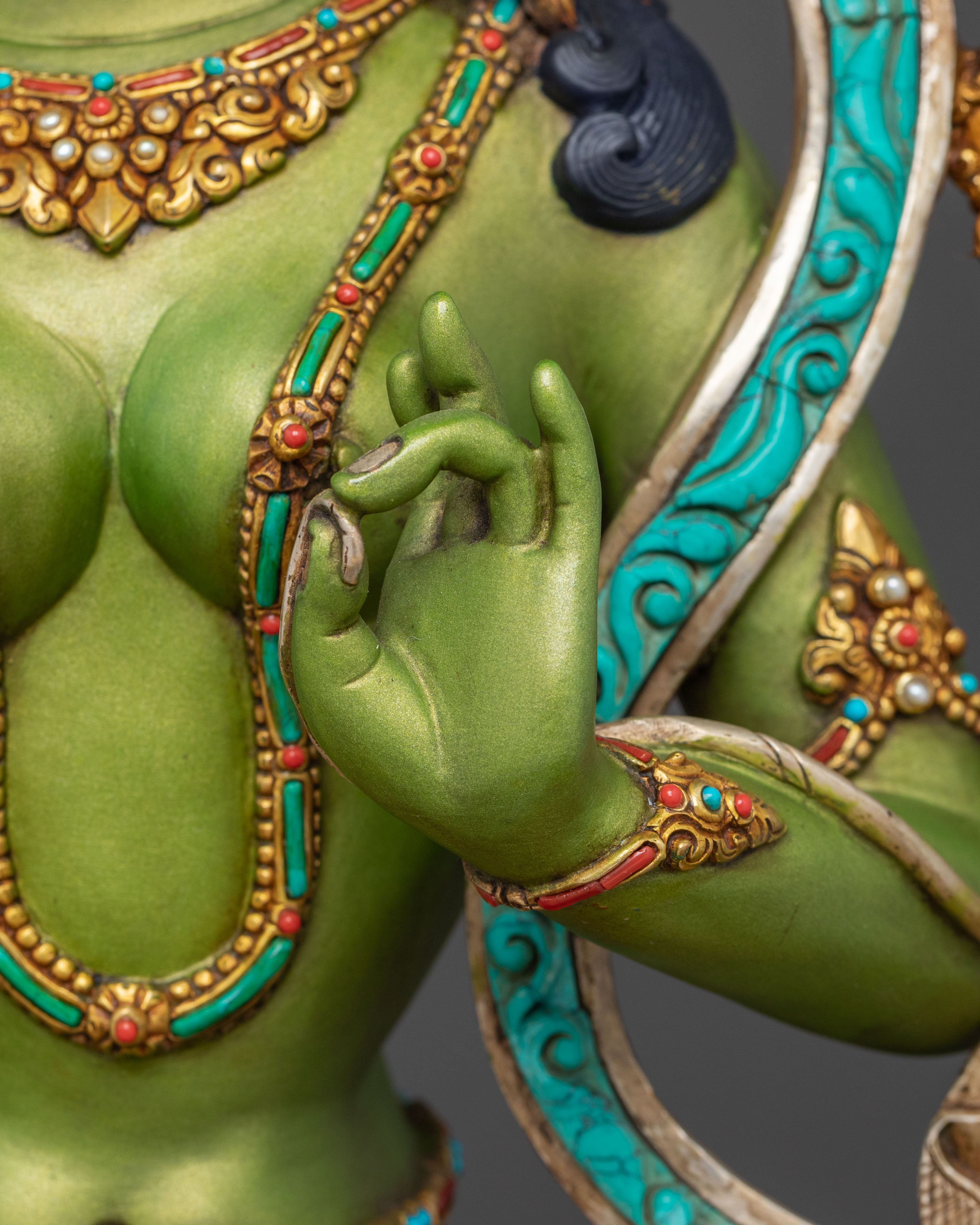 Green Tara Compassion Figure | 24K Gold Gilded Statue