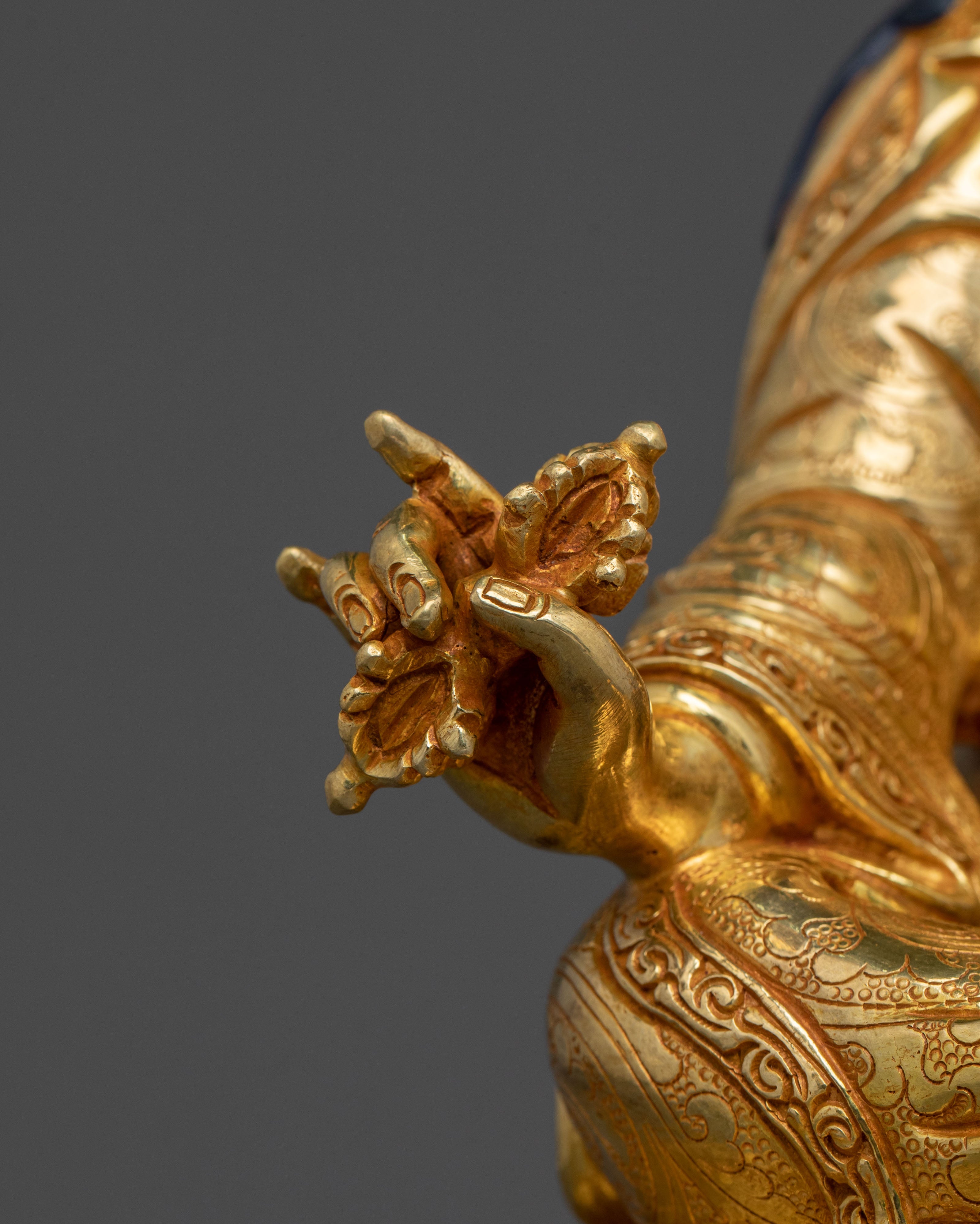 Buddhist Protector Guru Rinpoche Statue | 24K Gold Gilded Artwork