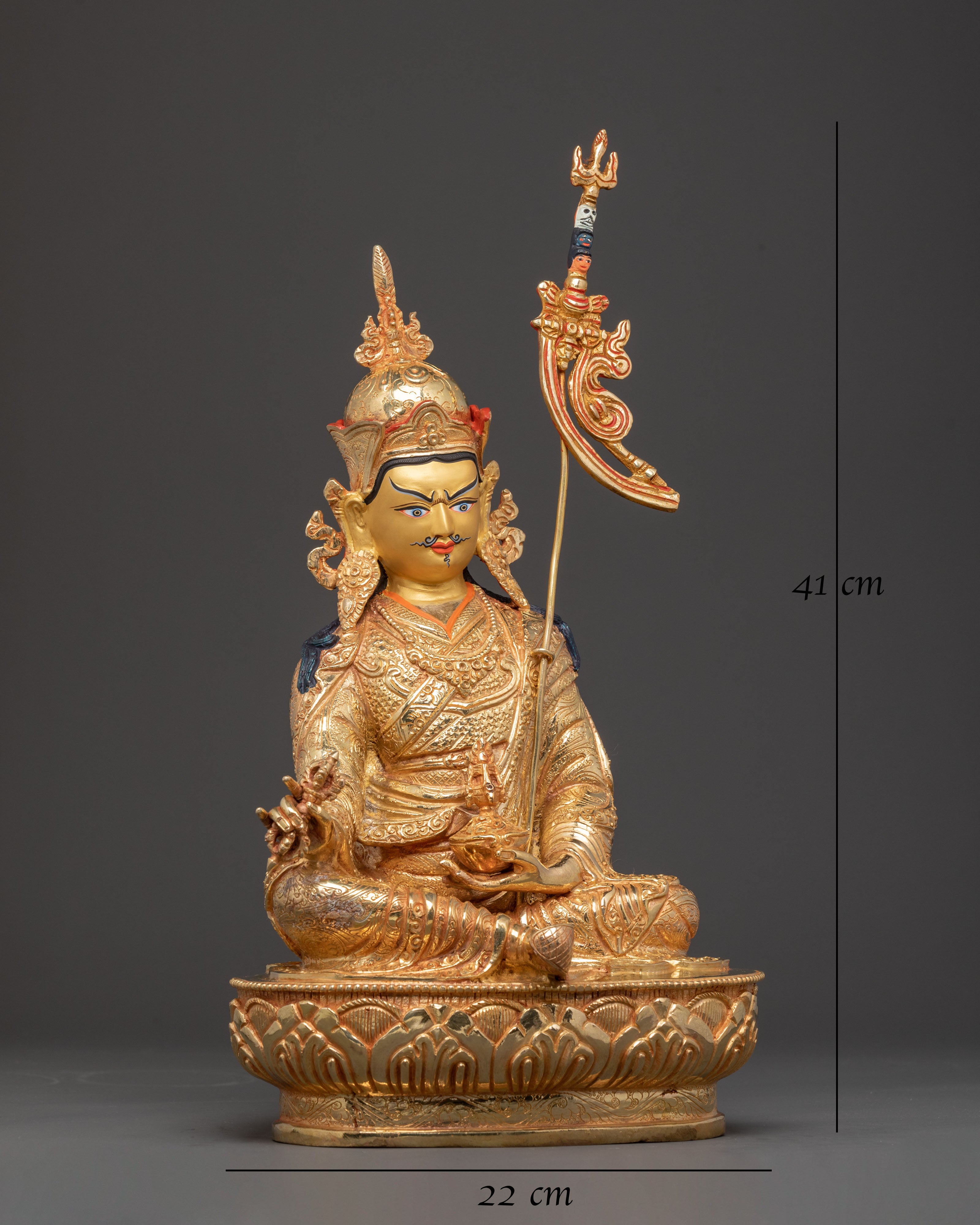 Guru Rinpoche Spiritual Statue – Handcrafted Gold Gilded Statue