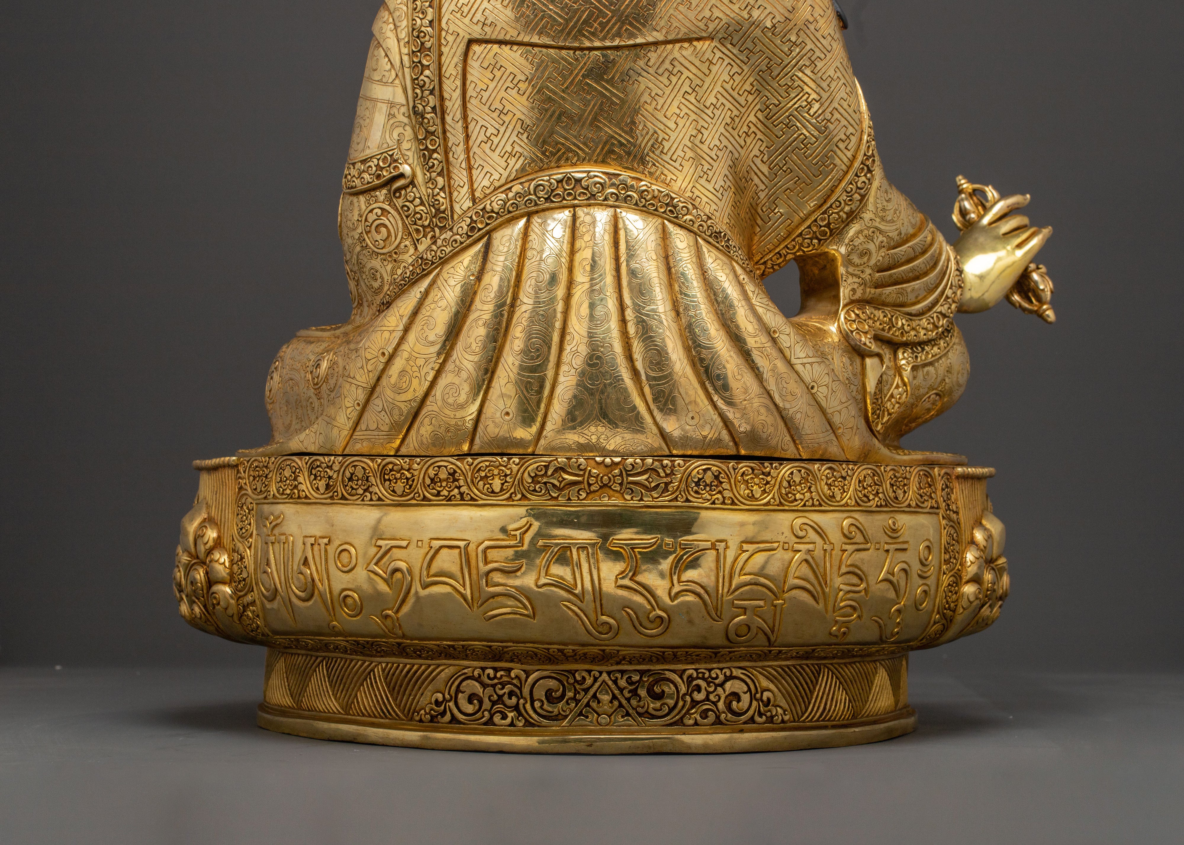 Exquisite 24K Gold Gilded Handcrafted Guru Rinpoche Spiritual Statue