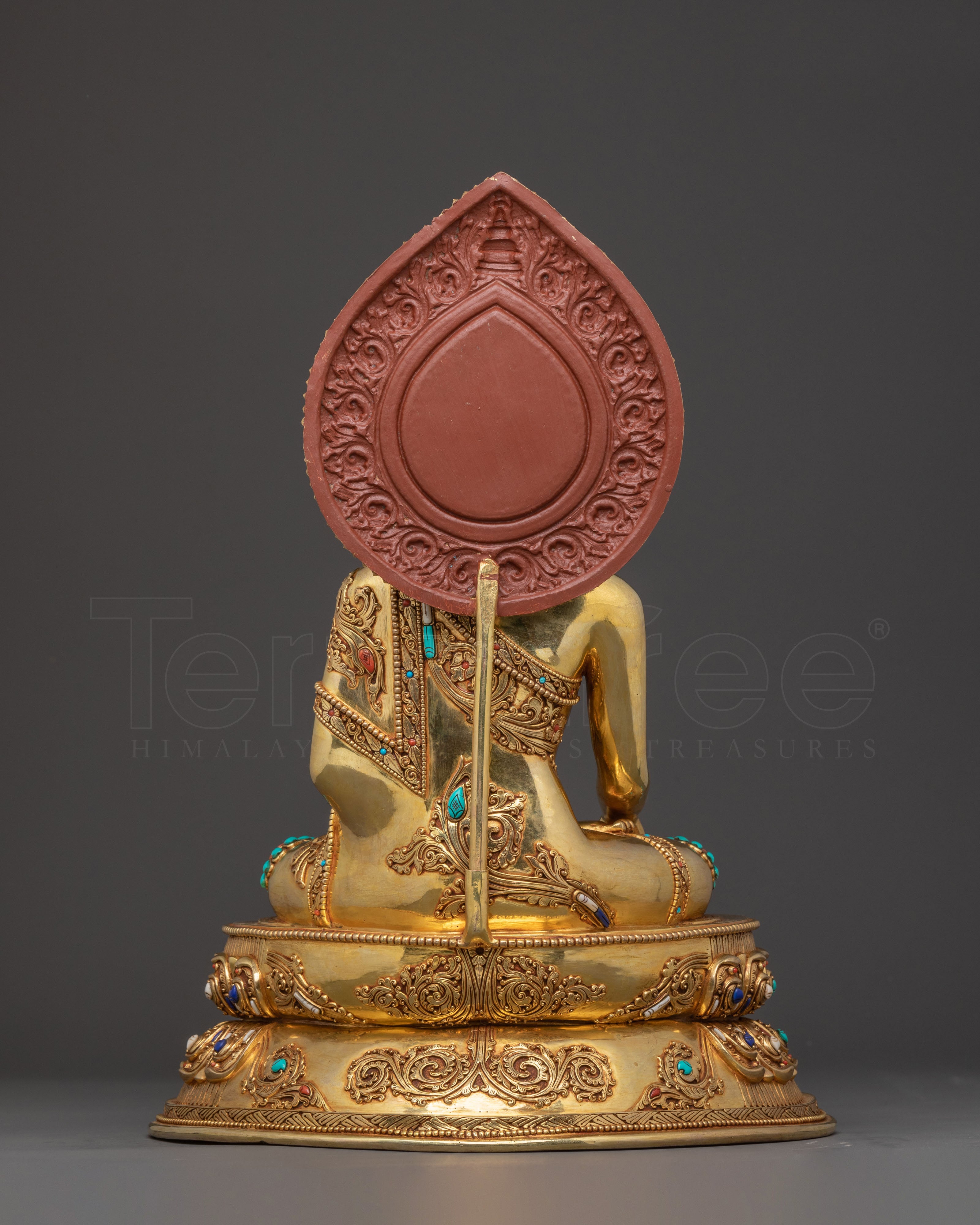 Holy Sculpture of Shakyamuni Buddha: 24K Gilded Copper Masterpiece