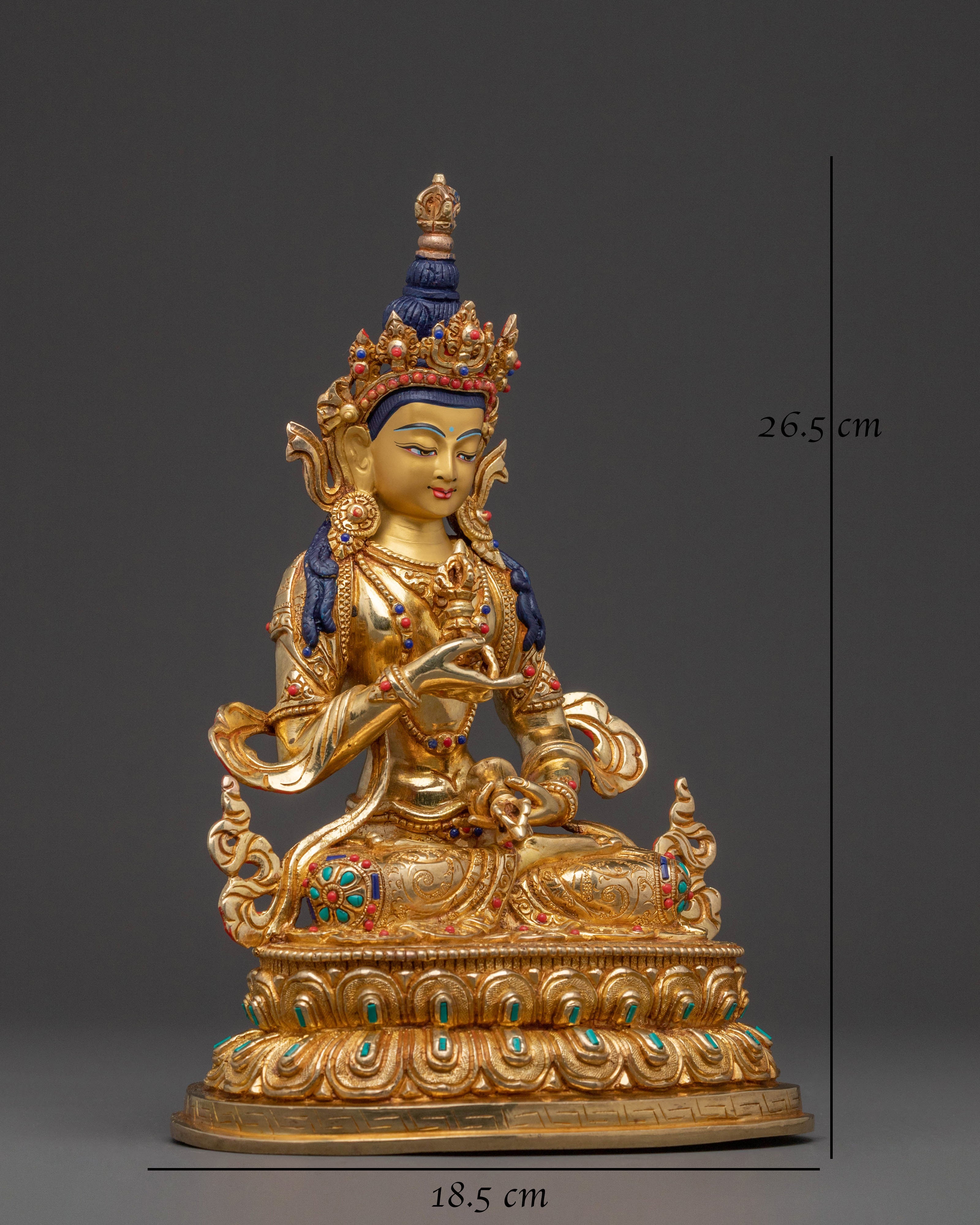 Statue of Vajrasattva for Sacred Spaces: Hand-Gilded Copper Artistry