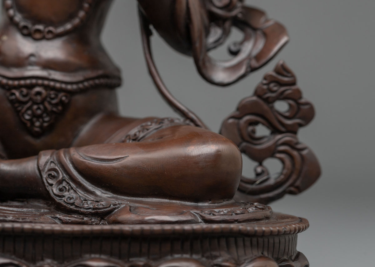 Hand-Carved Green Tara Sculpture | Oxidized Copper Figurine