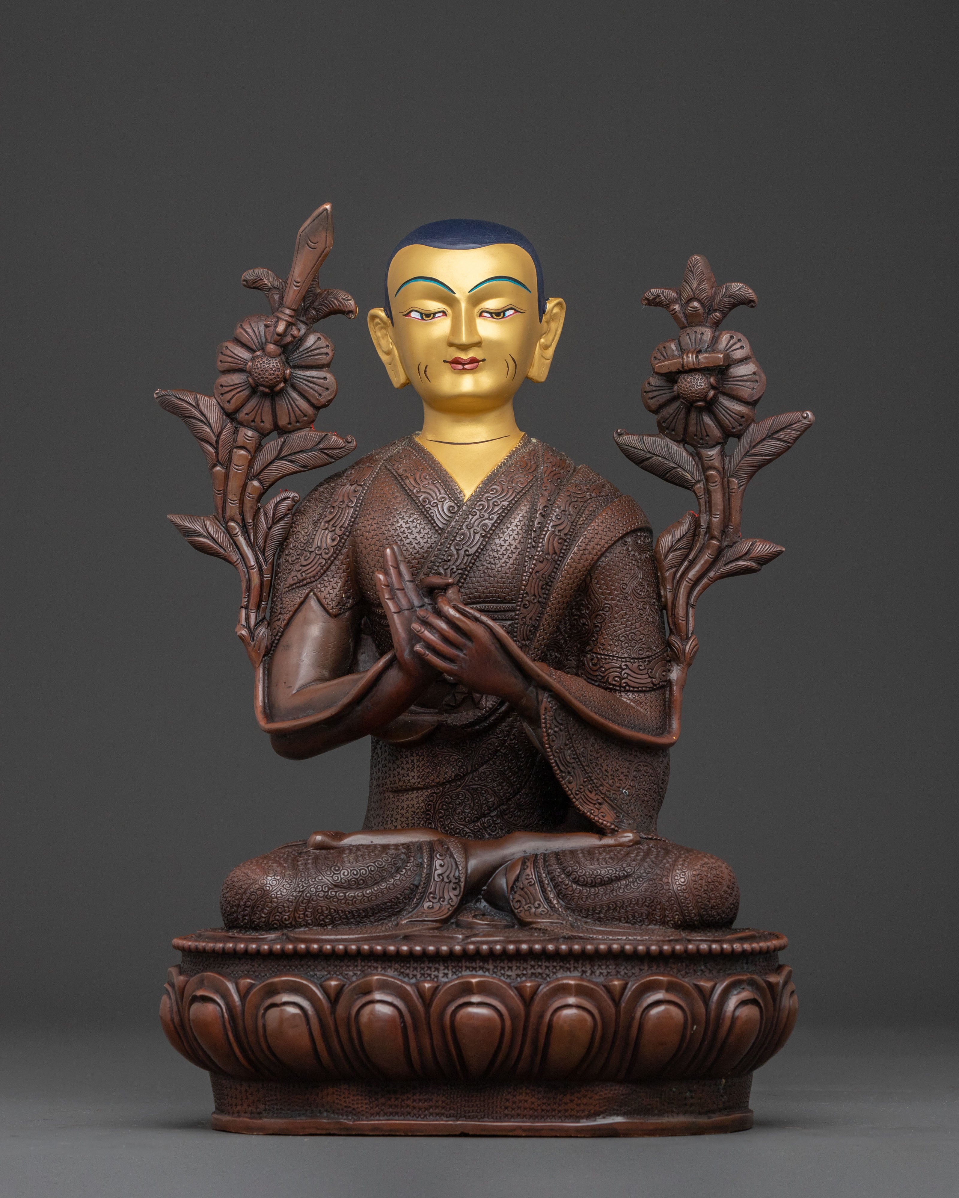 Tsongkhapa Statue Set with Disciples: Altar Home Decor