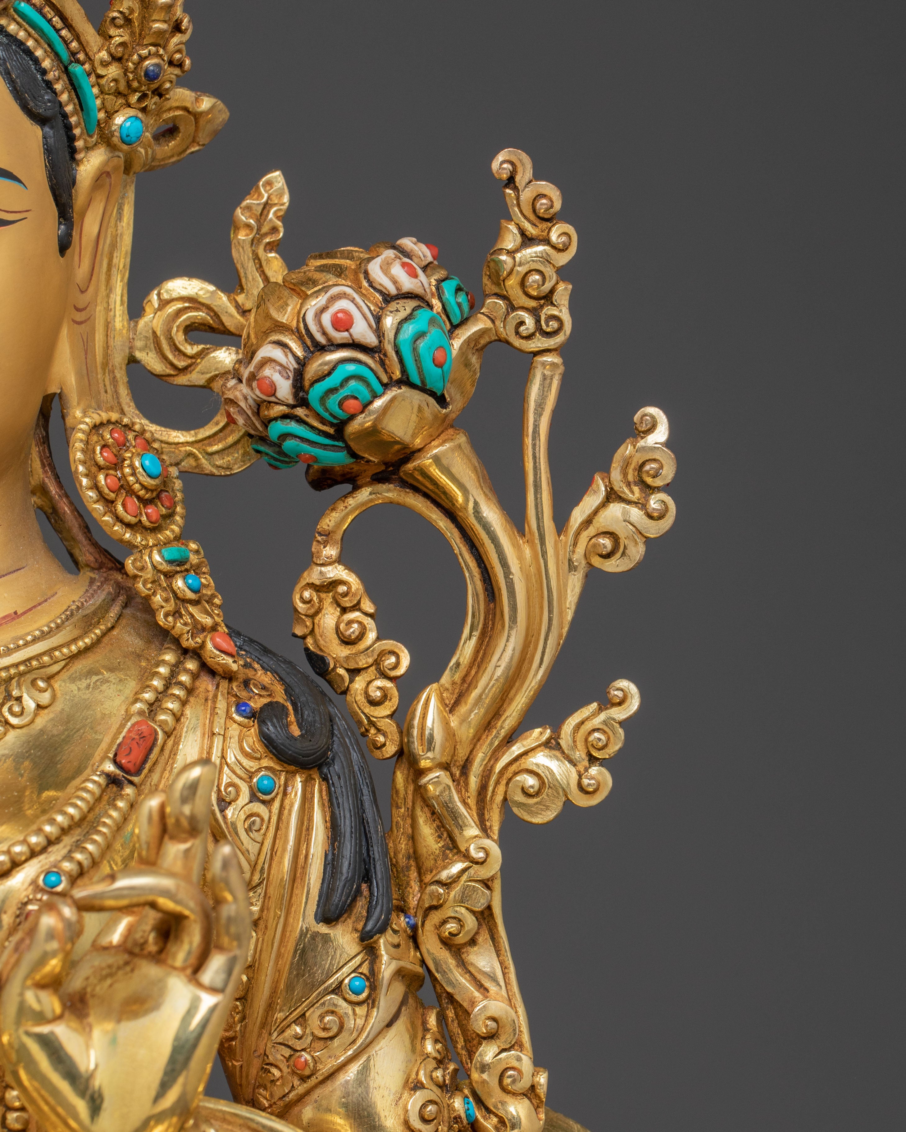 Sacred Compassion Green Tara Statue – Hand-Gilded Art