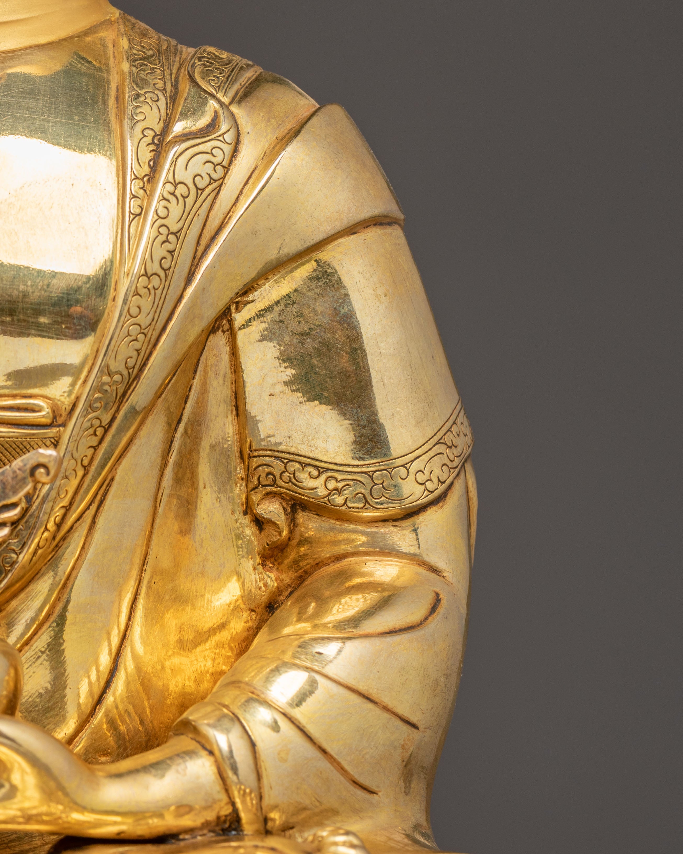 Golden Medicine Buddha Handcrafted Statue | 24K Gold Gilded Figure