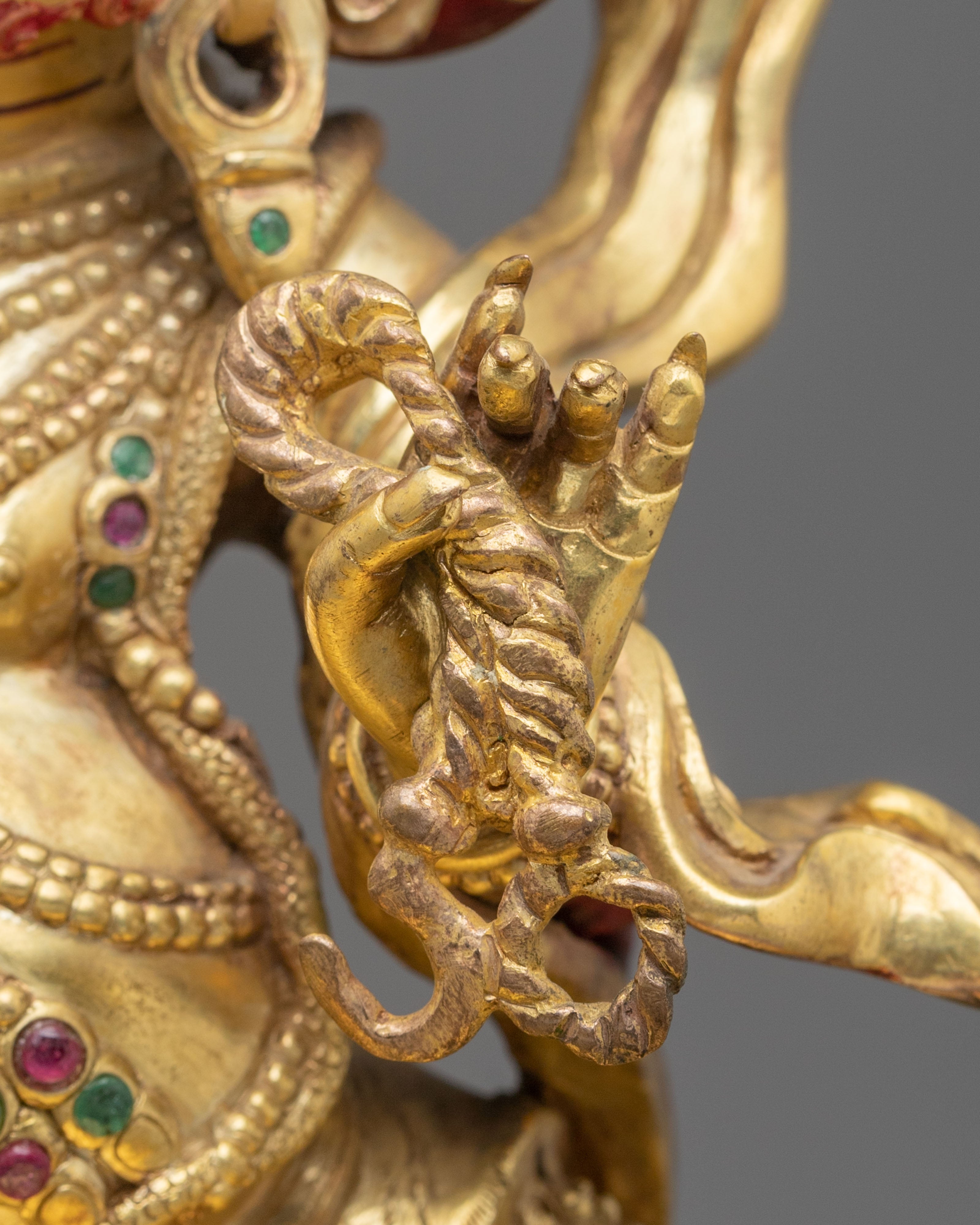 Vajrapani Fire Gold Gilded Figurine | Himalayan Meditation Altar Decor |