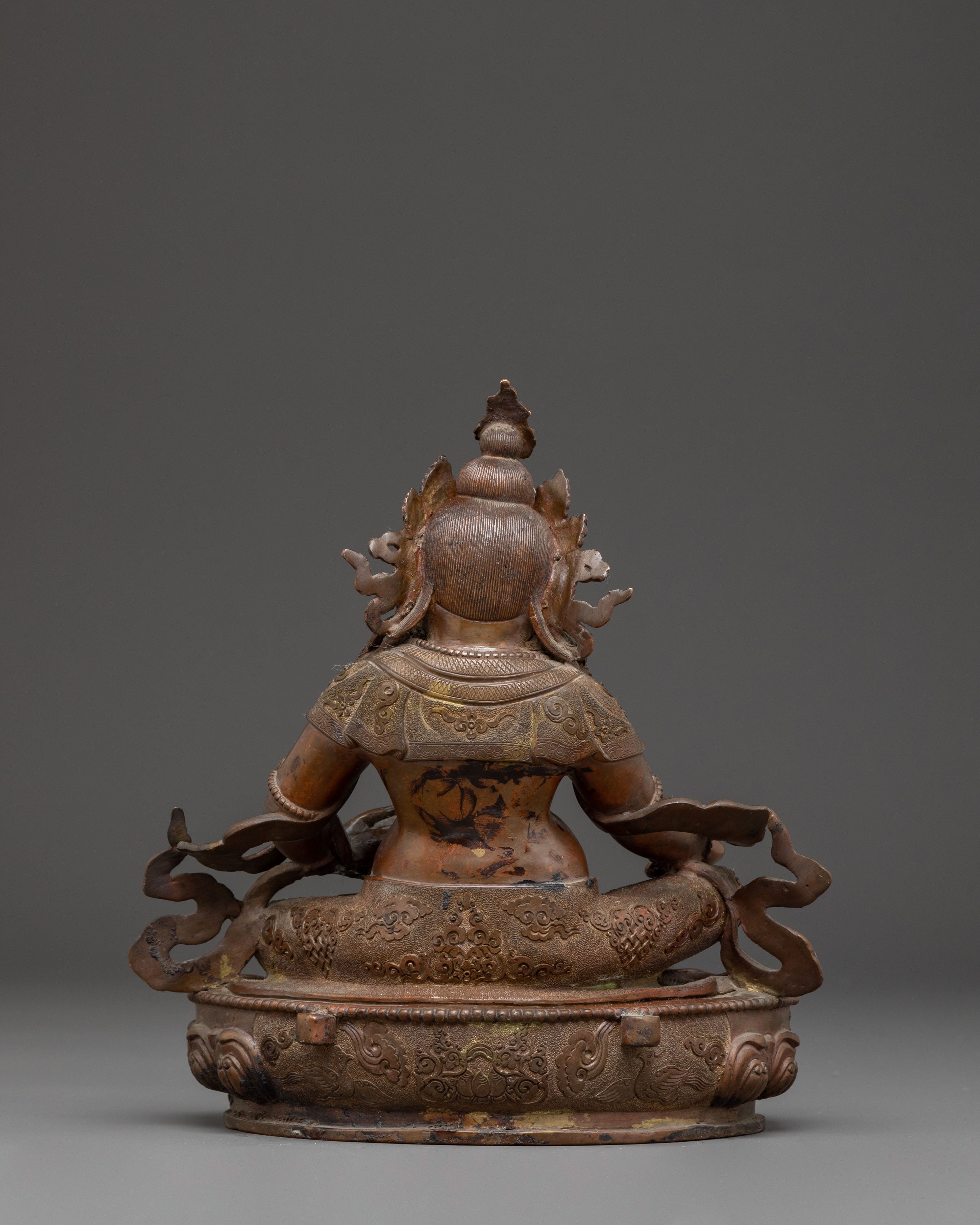 Dzambhala Guardian of Wealth Statue - Antique Oxidized Copper